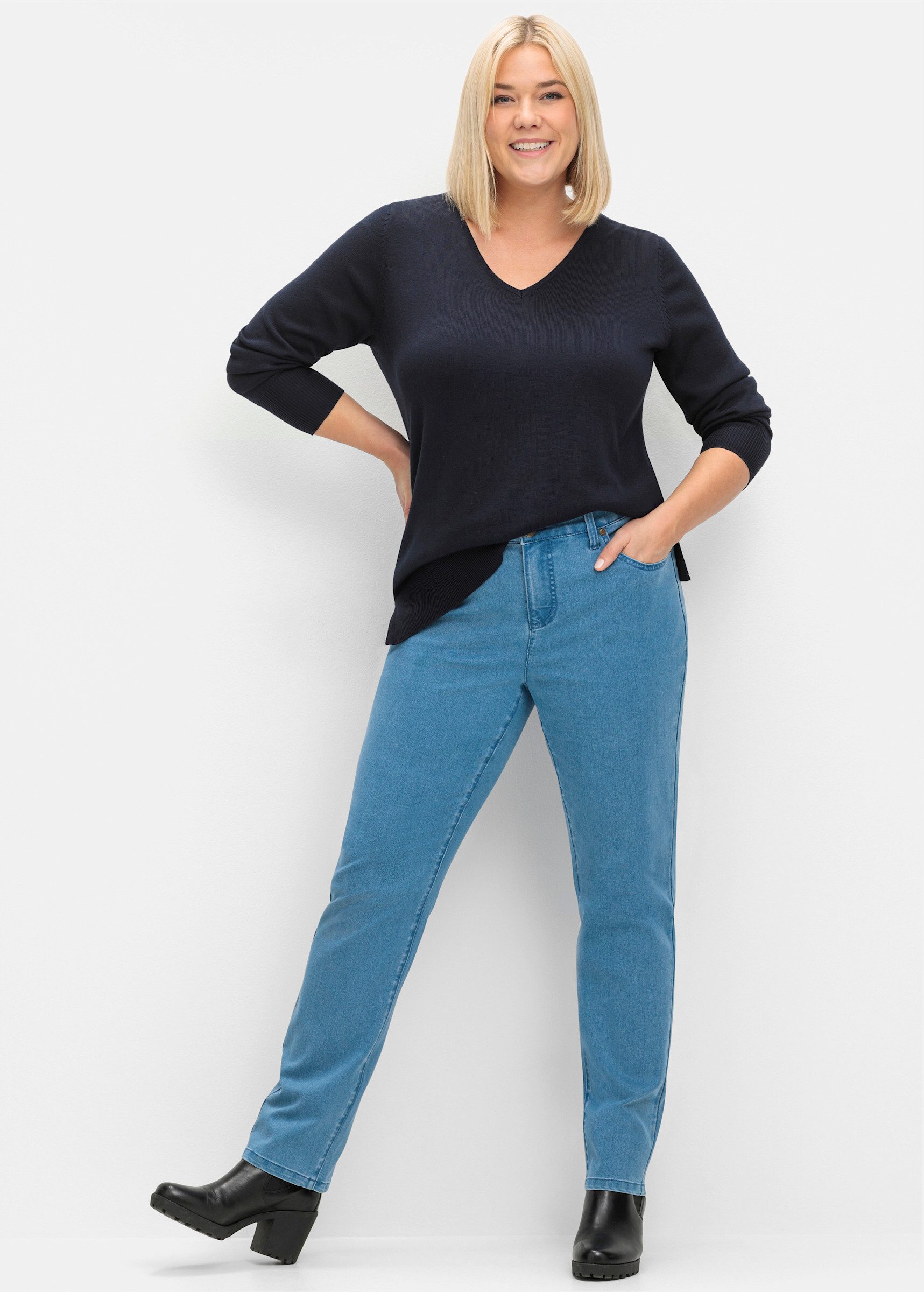 Sheego Strickpullover Strickpullover . aus leichtem Feinstrick günstig online kaufen