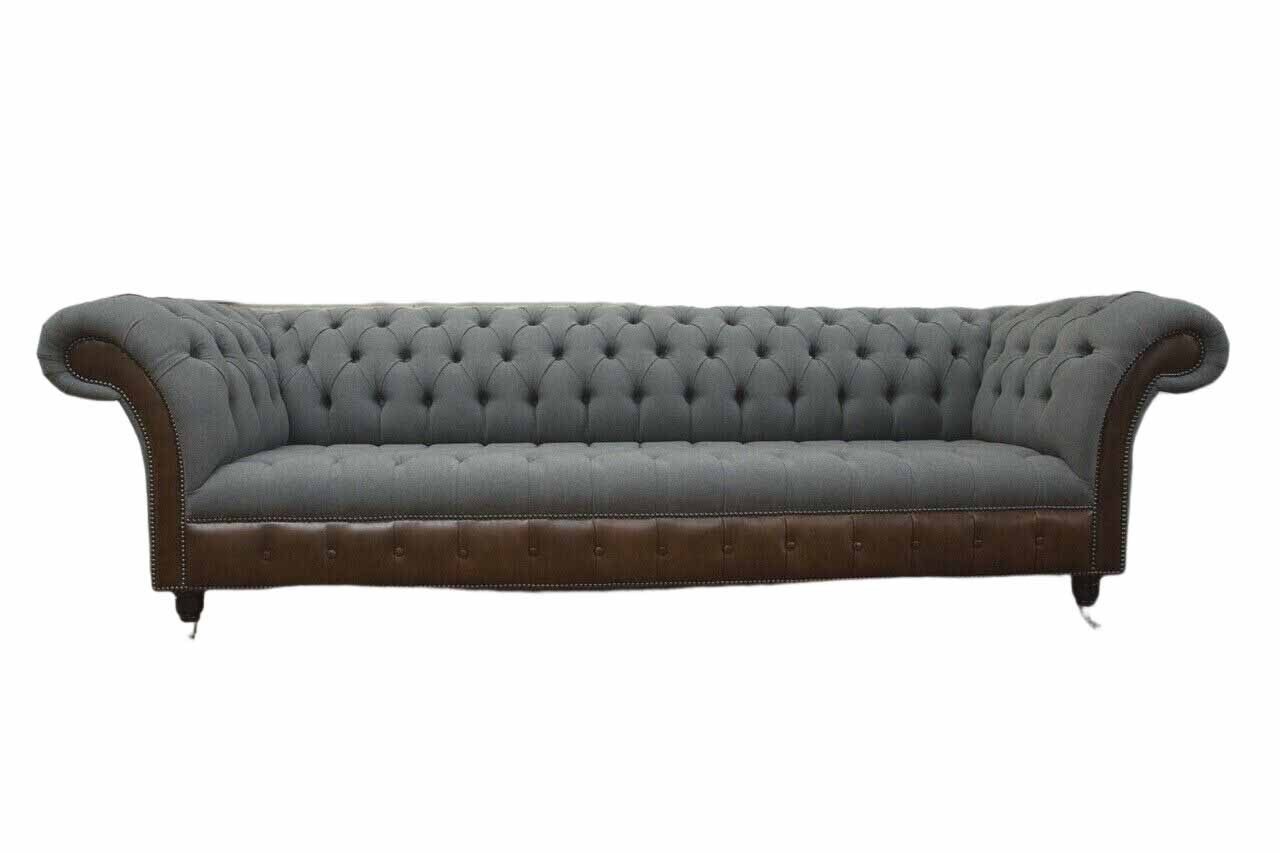 Xlmoebel Chesterfield-Sofa Englisches Luxus 4-Sitzer Sofa aus hochwertigem Textilstoff, 1 Teile, Made in Europa