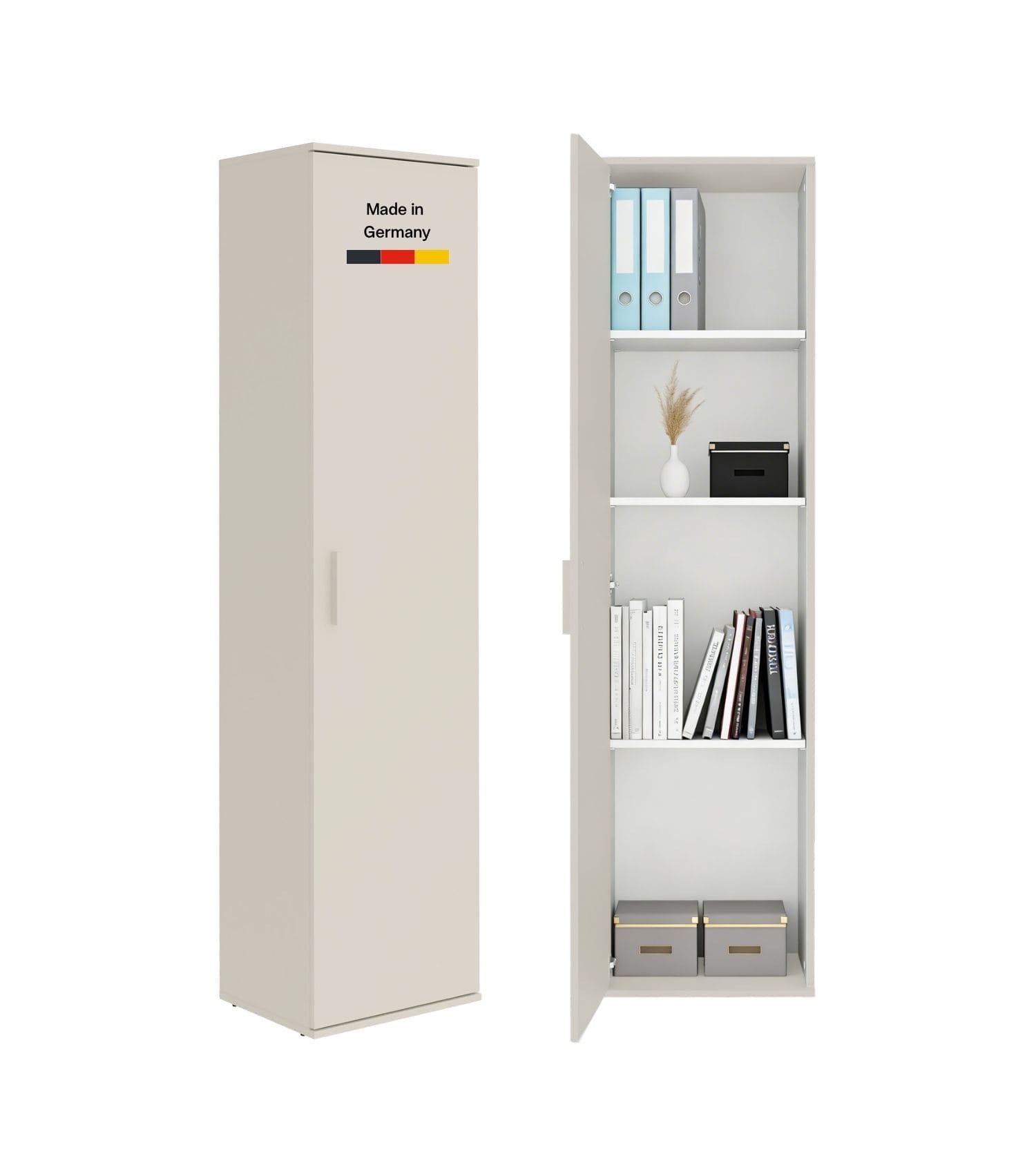 mokebo Mehrzweckschrank Der Kompakte schmaler Schrank Besenschrank (42cm breit) Made in Germany, Vorratsschrank, Flurschrank Beige Kaschmir