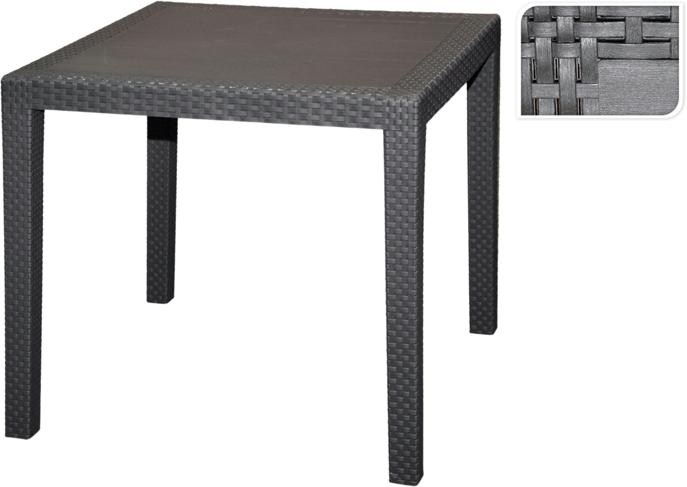 Progarden Gartentisch Terrassentisch Rattanoptik Bistrotisch 80x80cm 2 er Set (Set, 2-St., Packung), UV-Beständig, Robust, Wetterfest, Made in Italy, Hochwertig