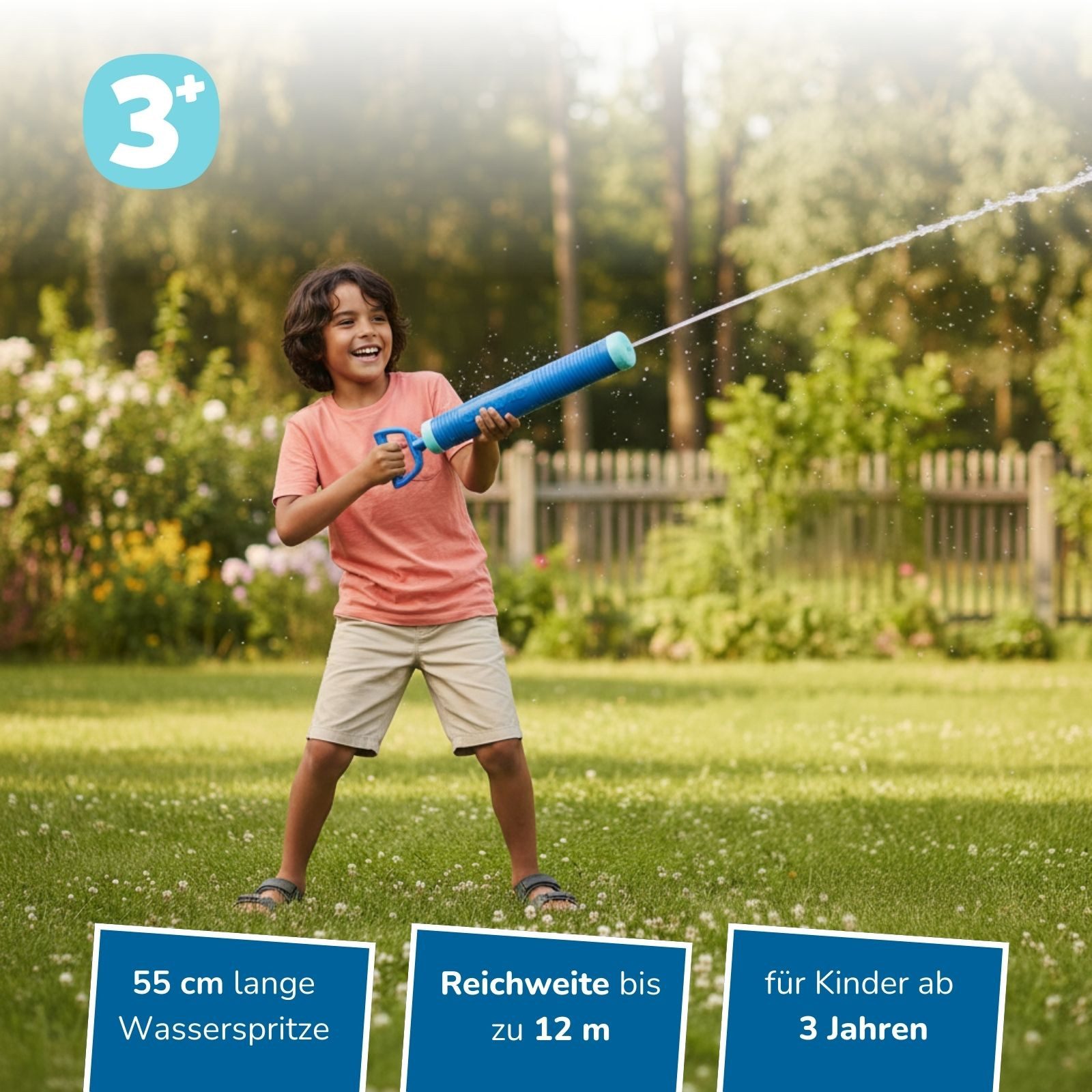 alldoro Wasserpistole 55 cm Wasserspritze für Kinder mit bis zu 12 m Reichweite