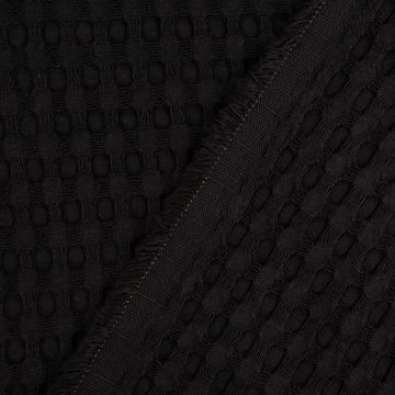SCHÖNER LEBEN. Stoff Bekleidungsstoff Waffelpique Big Waffle Baumwolle uni schwarz 1,45m, allergikergeeignet