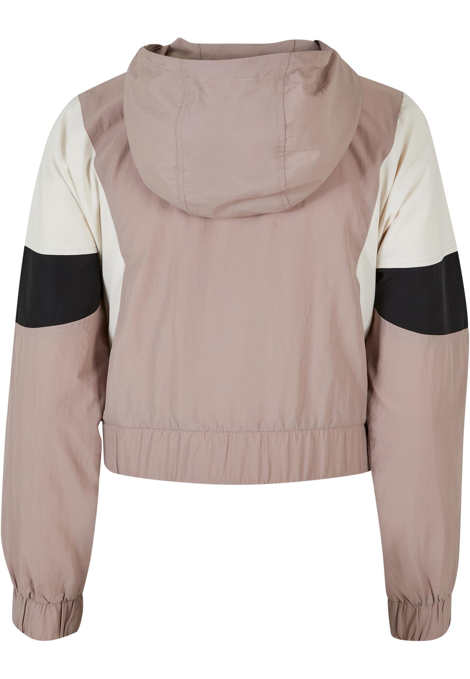 URBAN CLASSICS Outdoorjacke Damen Ladies Short 3-Tone duskrose/whitesand/black Crinkle Jacket (1-St)