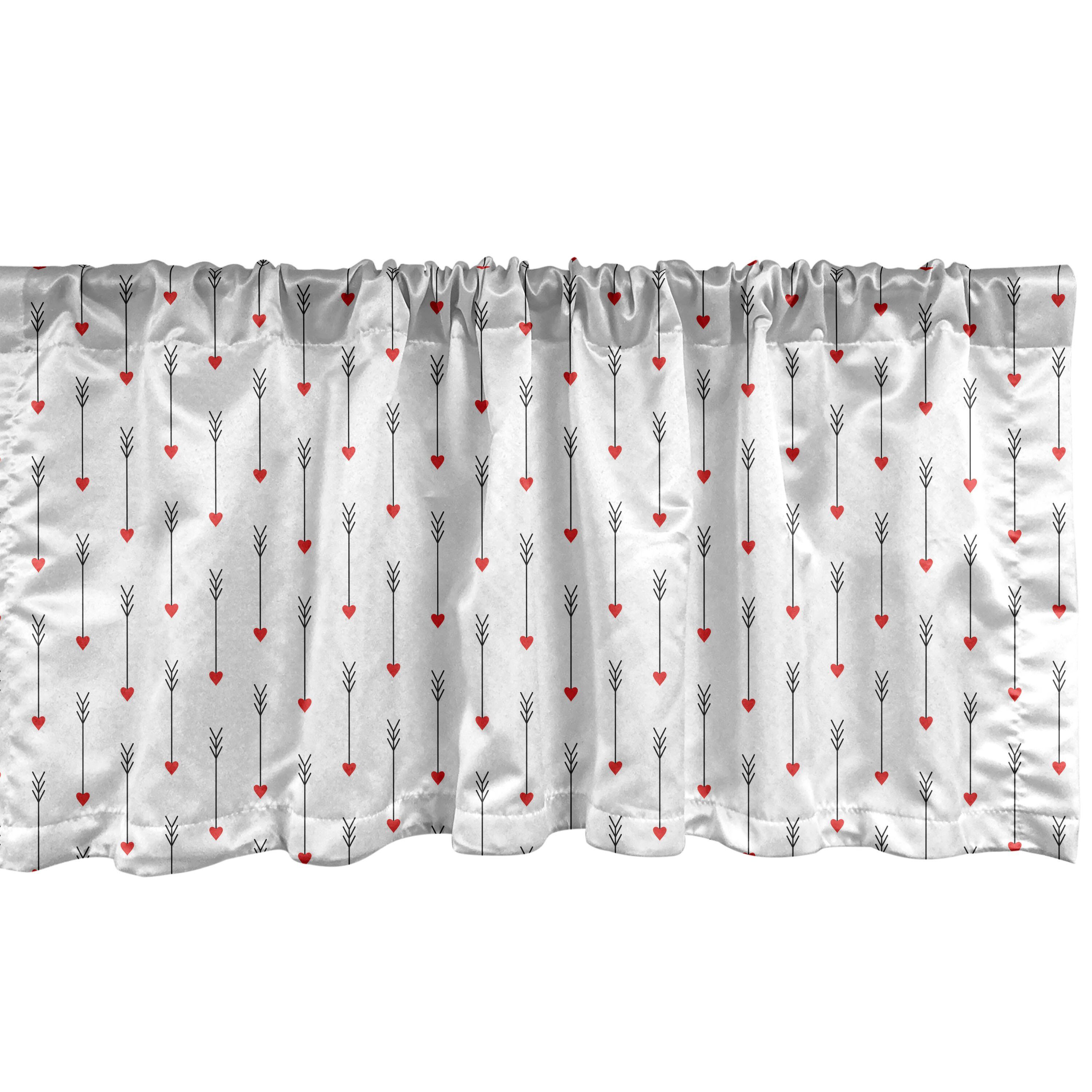 Scheibengardine Vorhang Volant für Küche Stangentasche, mit Microfaser, Dekor Schlafzimmer mit Valentinstag Streifen Herzen Abakuhaus