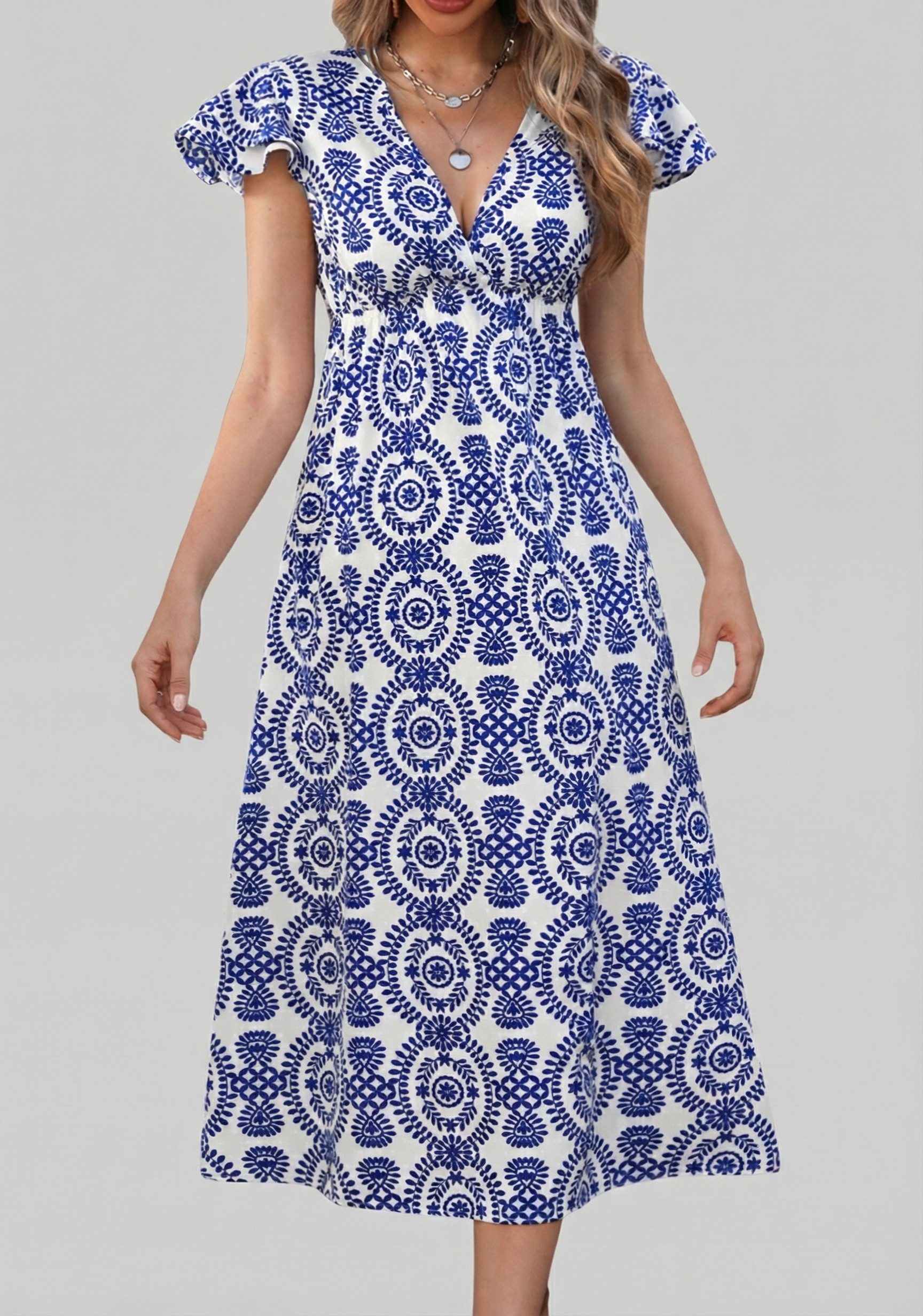 Cupshe Druckkleid Boho Maxikleid mit ausgestellten Ärmeln günstig online kaufen
