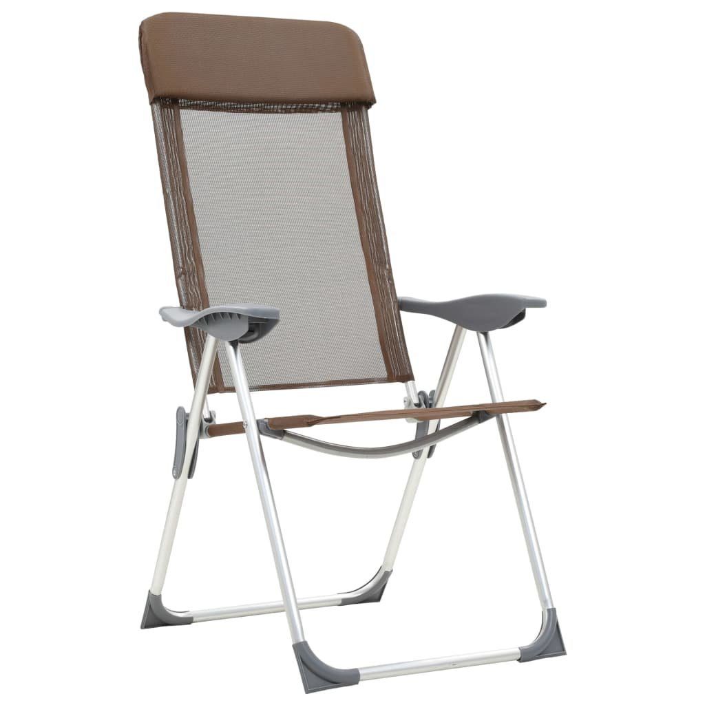 vidaXL Campingstuhl Klappbare Campingstühle 2 Stk. Aluminium Braun (2 St)