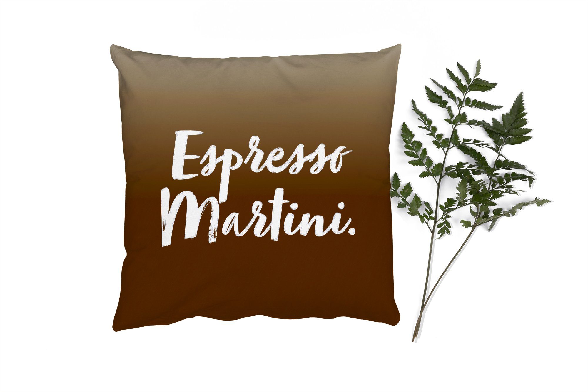 MuchoWow Dekokissen Espresso Martini - Zitate - Cocktails - Text - Braun, Zierkissen mit Füllung für Wohzimmer, Schlafzimmer, Deko, Sofakissen
