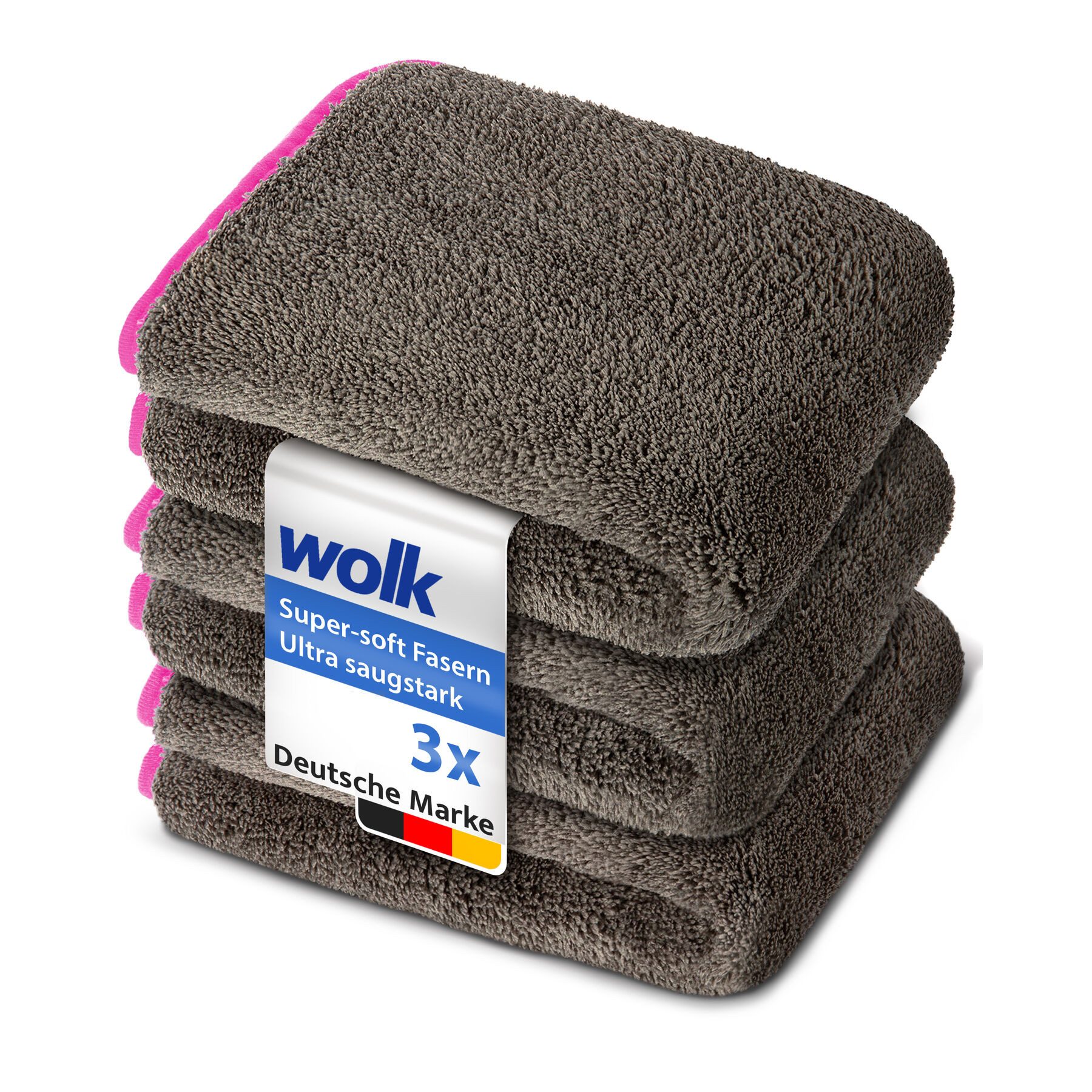 wolk Handtuch Auto-Trockentuch - Farbe = grau/pink, (3-St) günstig online kaufen