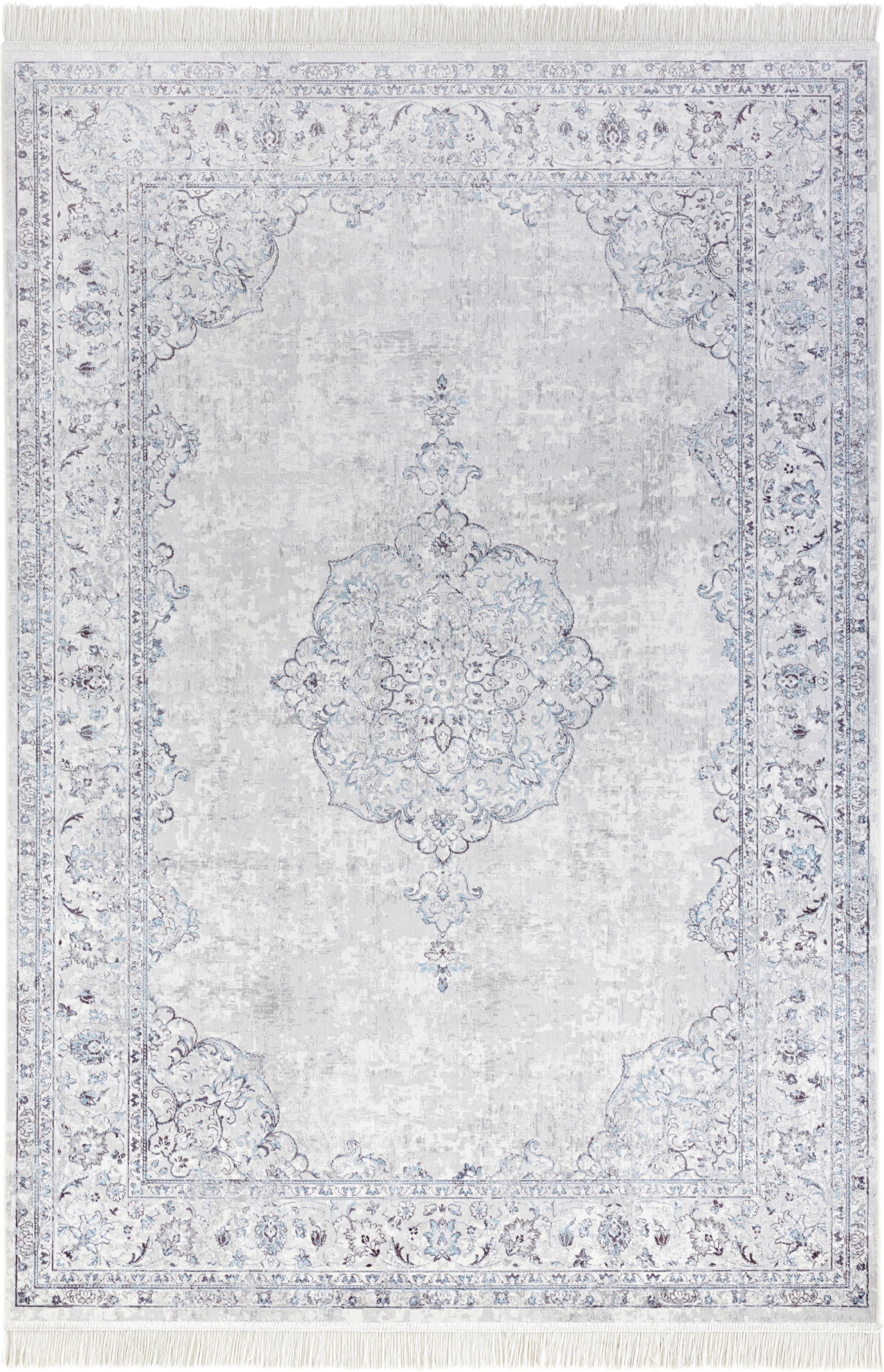 Teppich Orient Vintage Medaillon, NOURISTAN, rechteckig, Höhe: 5 mm, Seiden  Optik, Orient Design, Used-Look, Robust, Gekettelt