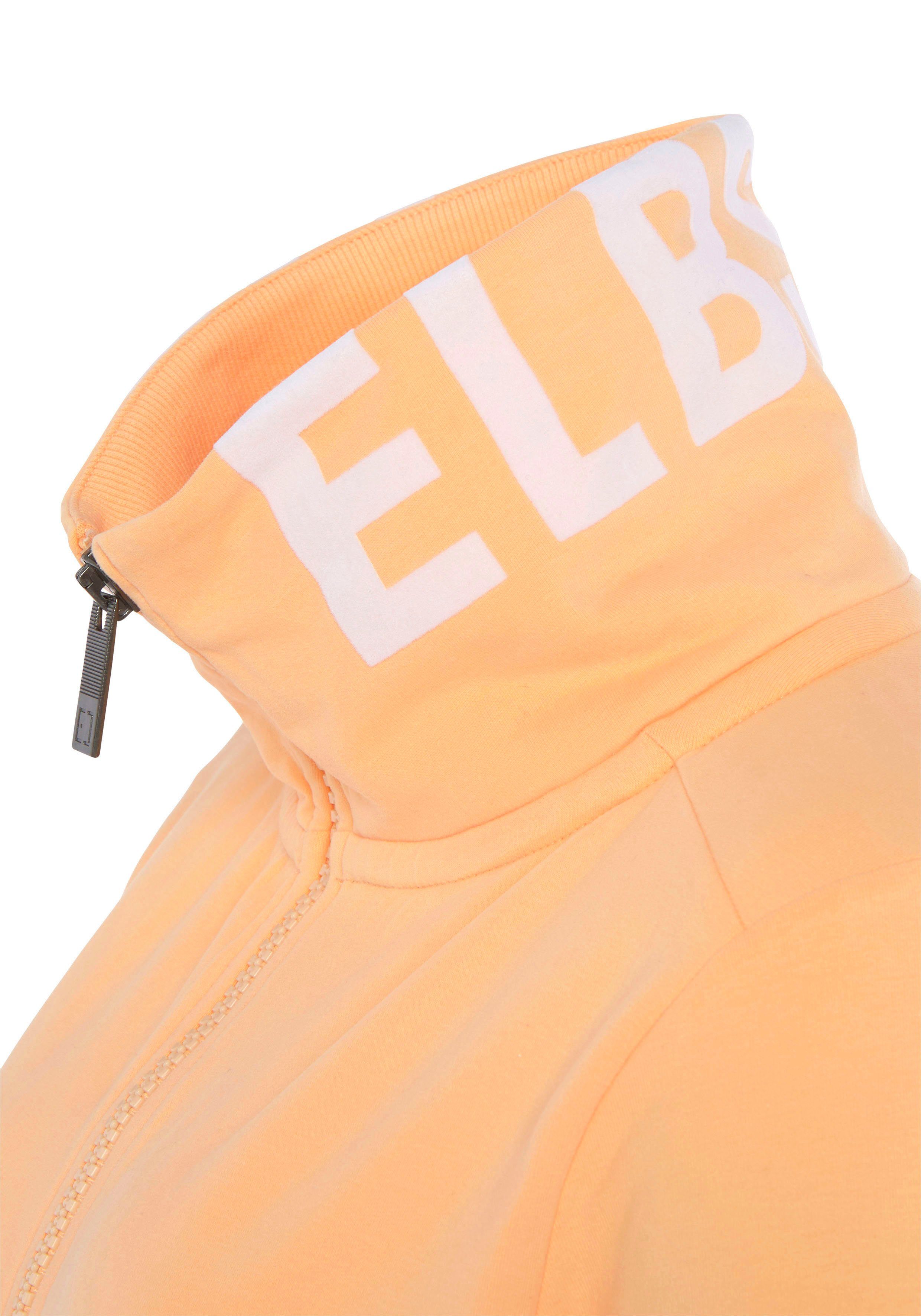 Elbsand Sweatjacke pfirsich am Logodruck Alvis mit Kragen