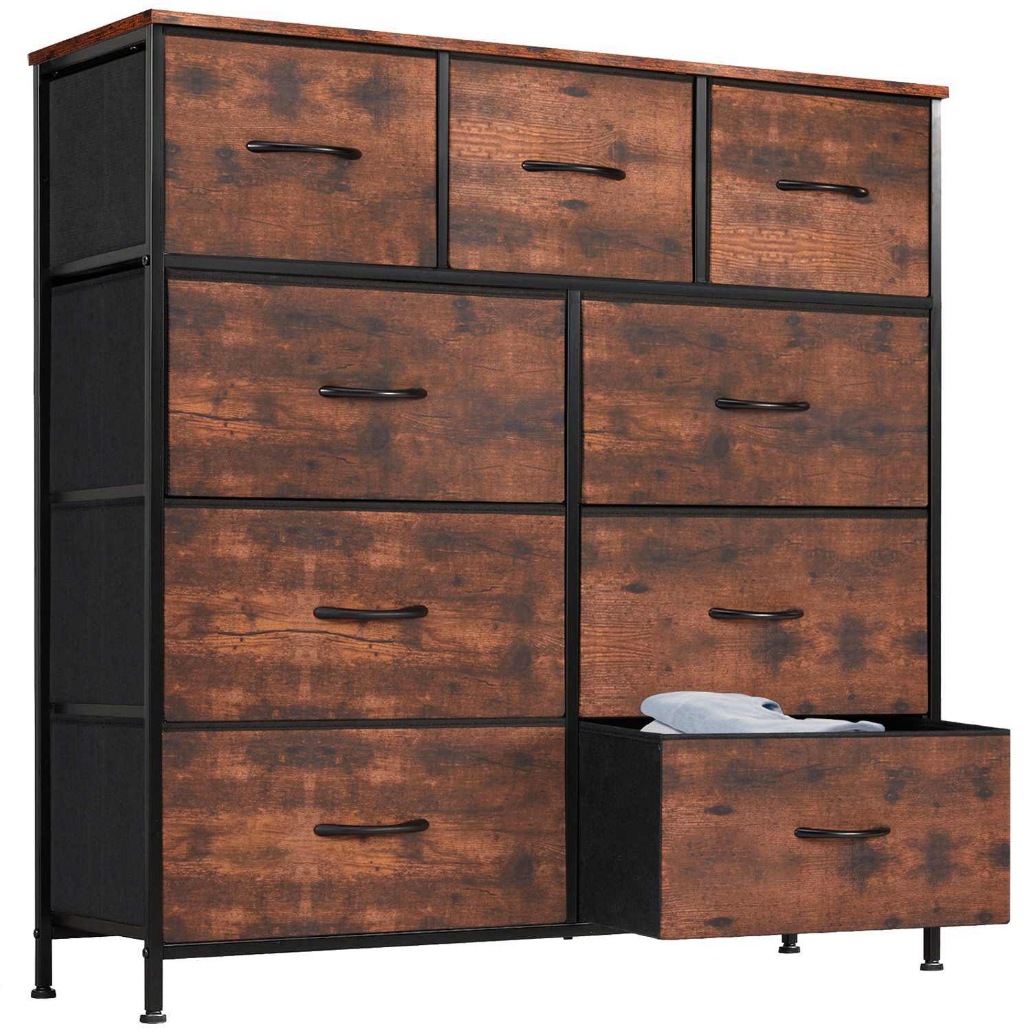 JOEAIS Schubkastenkommode Stoff mit Schubladen Sideboard Mehrzweckschrank Schubladenschrank (mit Metallgestell Schubladen aus Stoff), für Schlafzimmer, Wohnzimmer, Kinderzimmer, Flur, Aufbewahrungsschrank