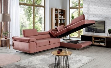 yourhouse24 Ecksofa ANTON L-form Schlafsofa Wohnlandschaft Links Rechts Couch Bettkasten