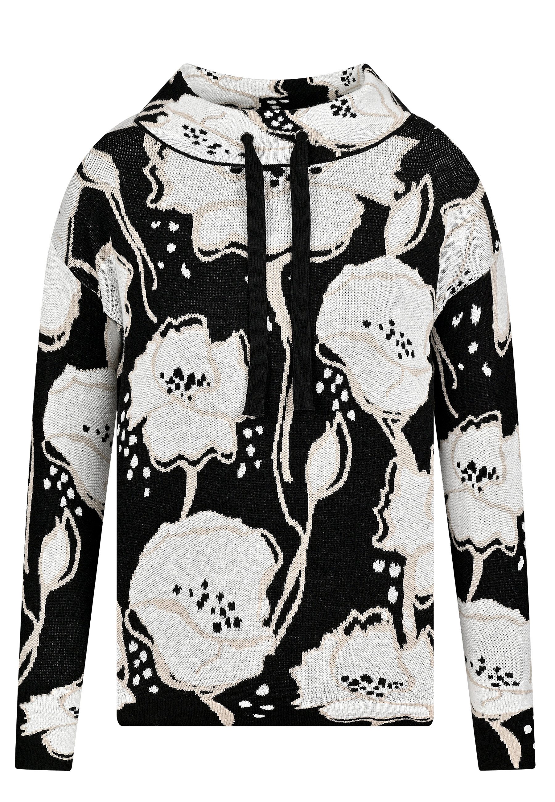 BICALLA В'язані светри В'язані светри mit Blüten-Motiv in Schwarz/Weiß (1-tlg)