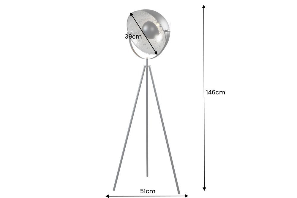 · Metall Wohnzimmer silber, Leuchtmittel, Stehlampe Schirm riess-ambiente · 150cm STUDIO ohne · schwarz Industrial mit /