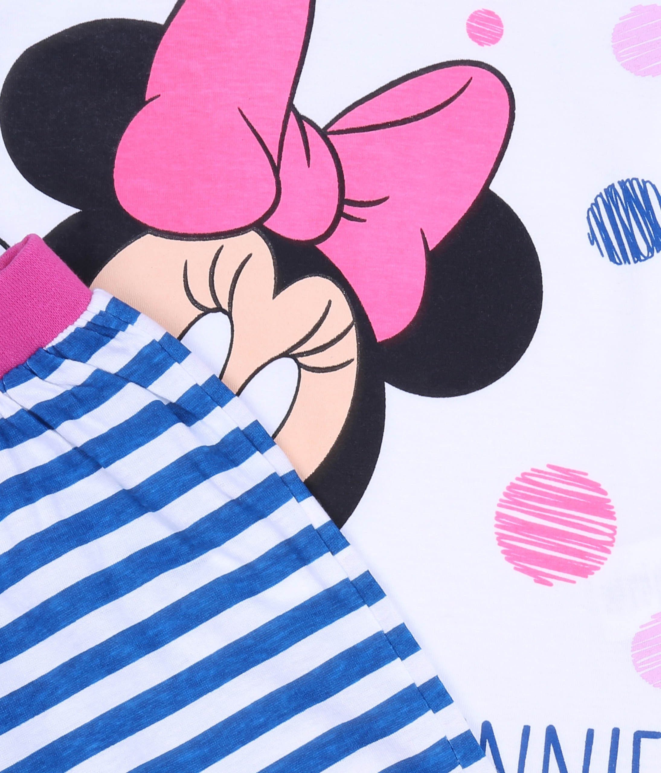 Sarcia.eu Schlafanzug Weißes gestreiftes Mädchenpyjama Minnie Mouse DISNEY 7-8 Jahre
