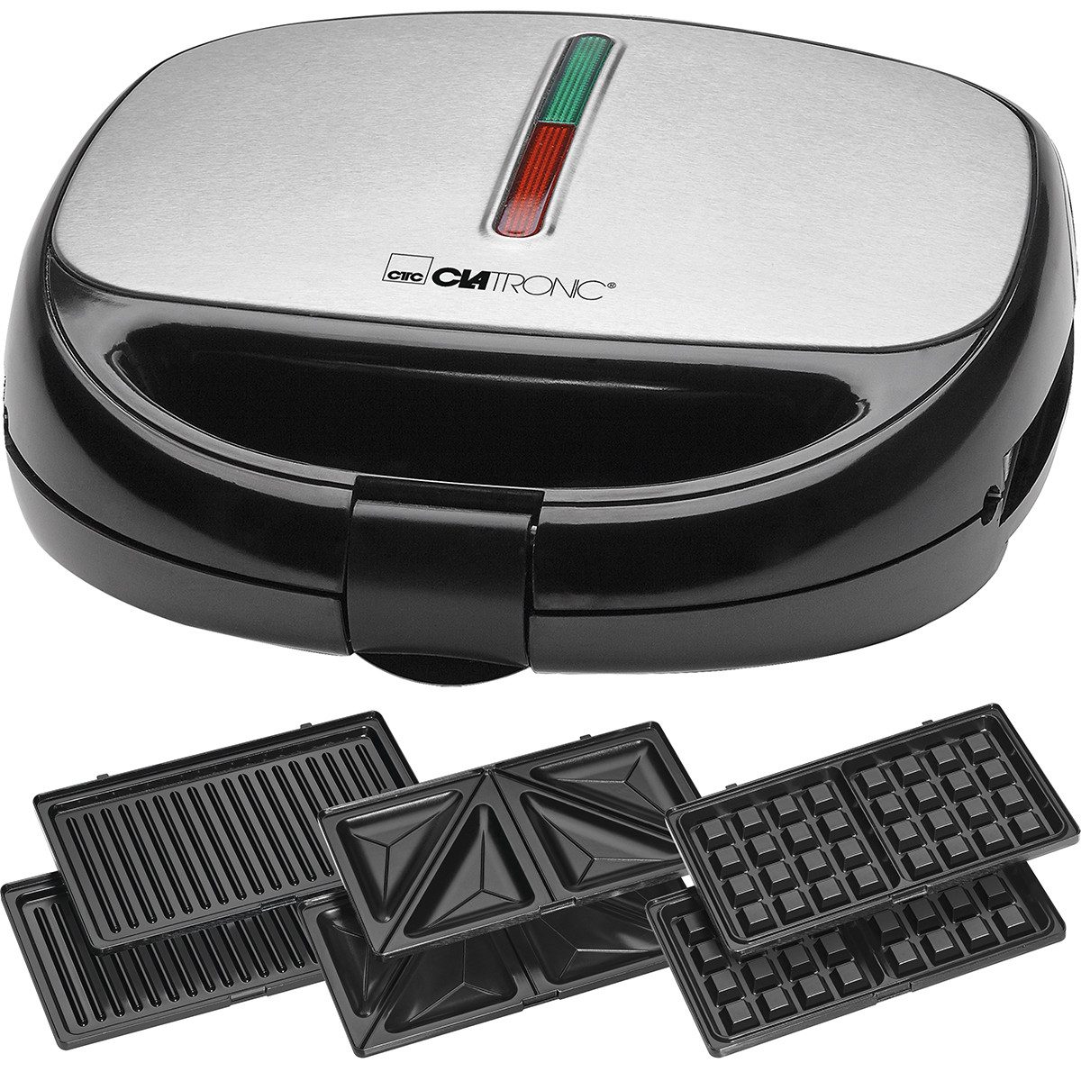 CLATRONIC 2-in-1-Sandwichmaker ST/WA 3670, 3in1 Sandwichtoaster, Waffeleisen und Kontaktgrill