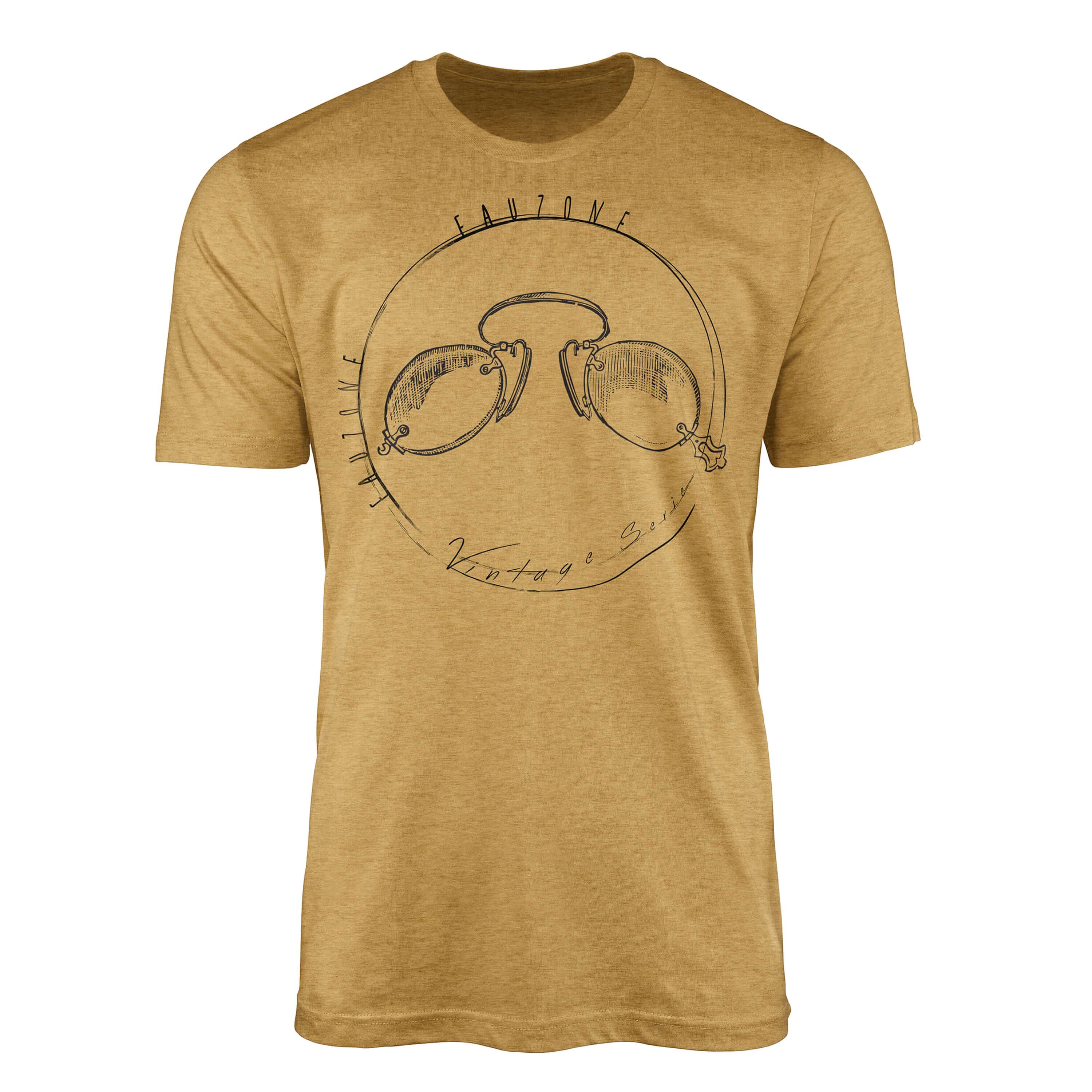 Sinus Art T-Shirt Vintage Herren T-Shirt Brille Antique Gold