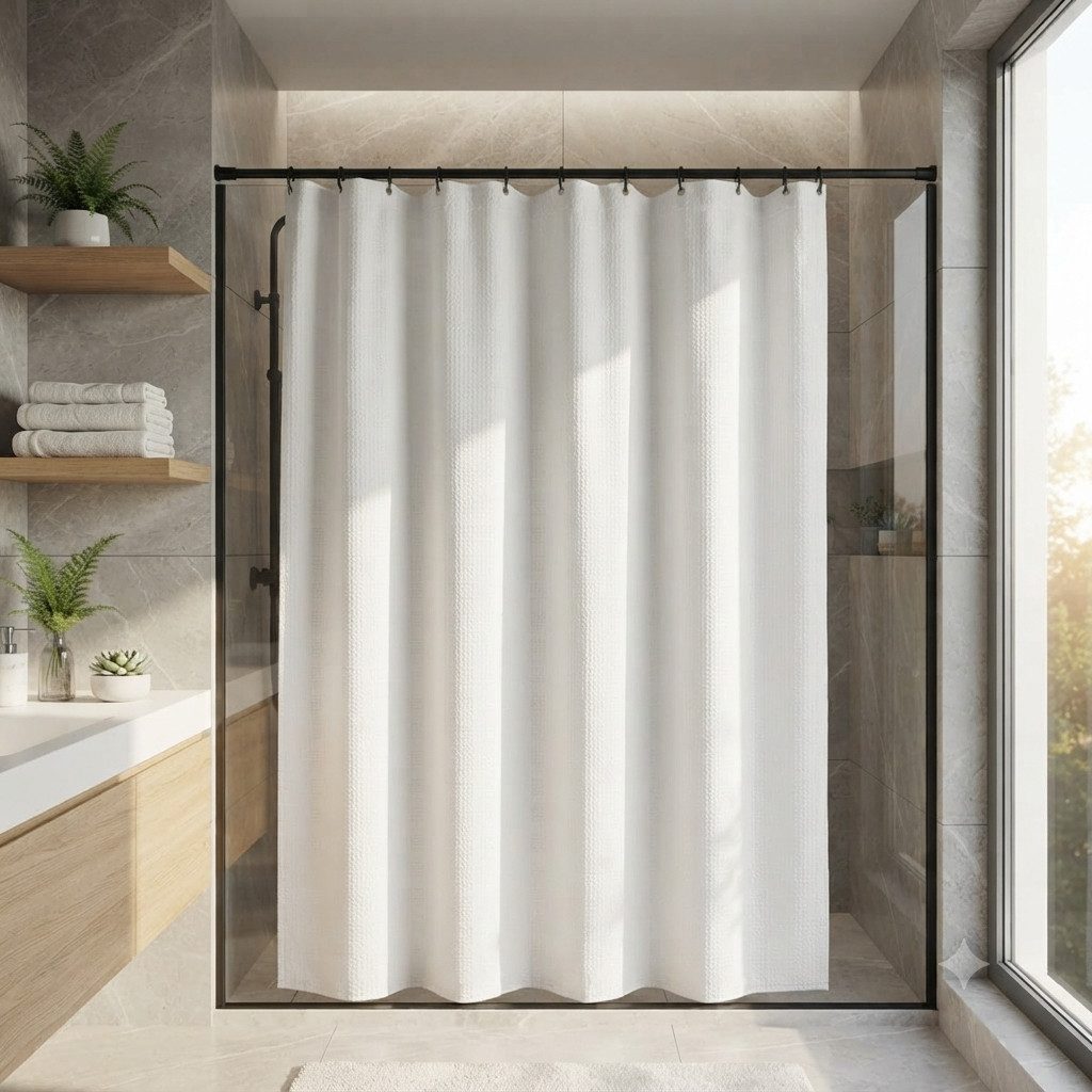 LikeKa Duschvorhang Vorhang Raumteiler Türvorhang mit integrierten großen Ösen 180x200 cm – Bild 5 von 5