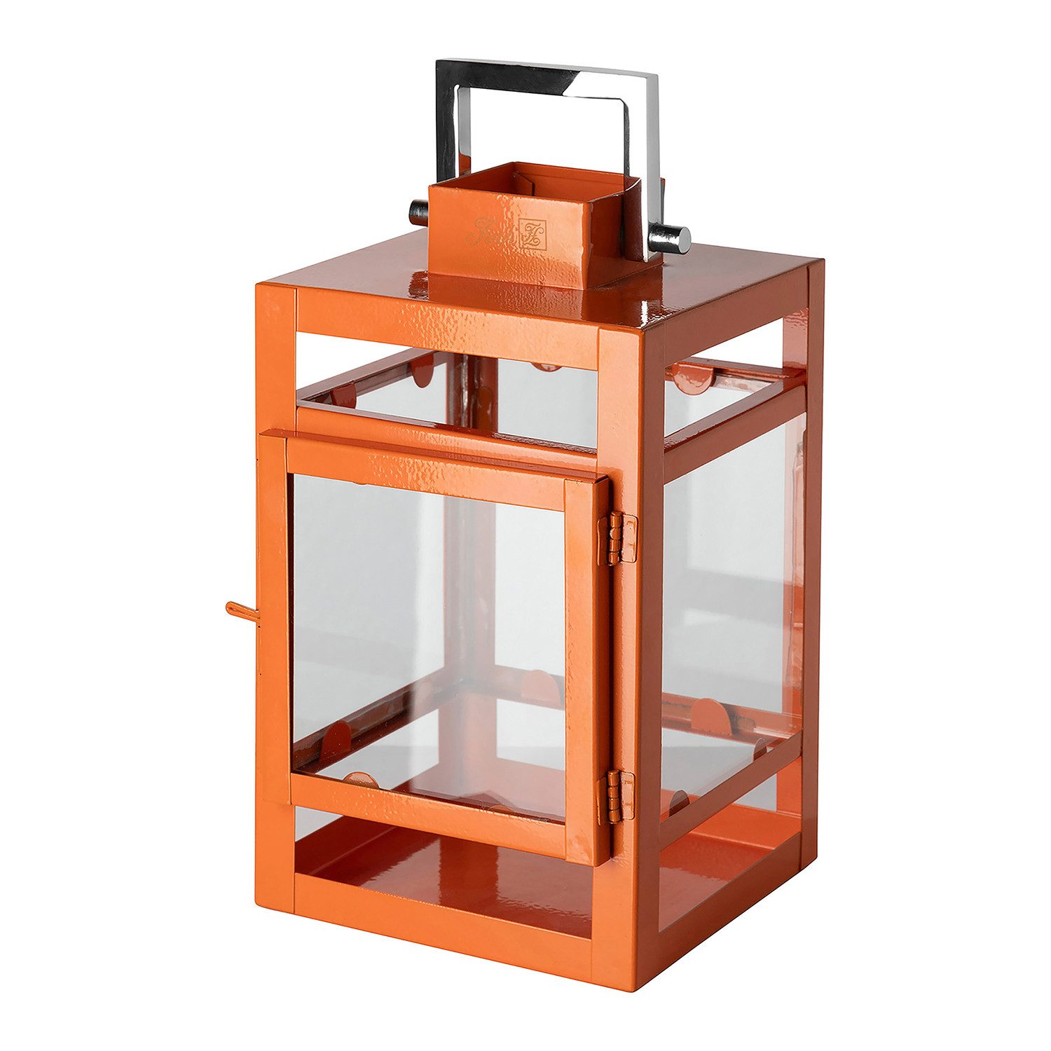 Fink Kerzenlaterne KENIA Laterne - orange - Edelstahl/Eisen/Glas - H. 20cm x B. 12cm (1x Laterne, 1 St., Leuchte - Tischlaterne), Lichtlaterne Lampenhalter - Vielseitige Lichtquelle für Zuhause