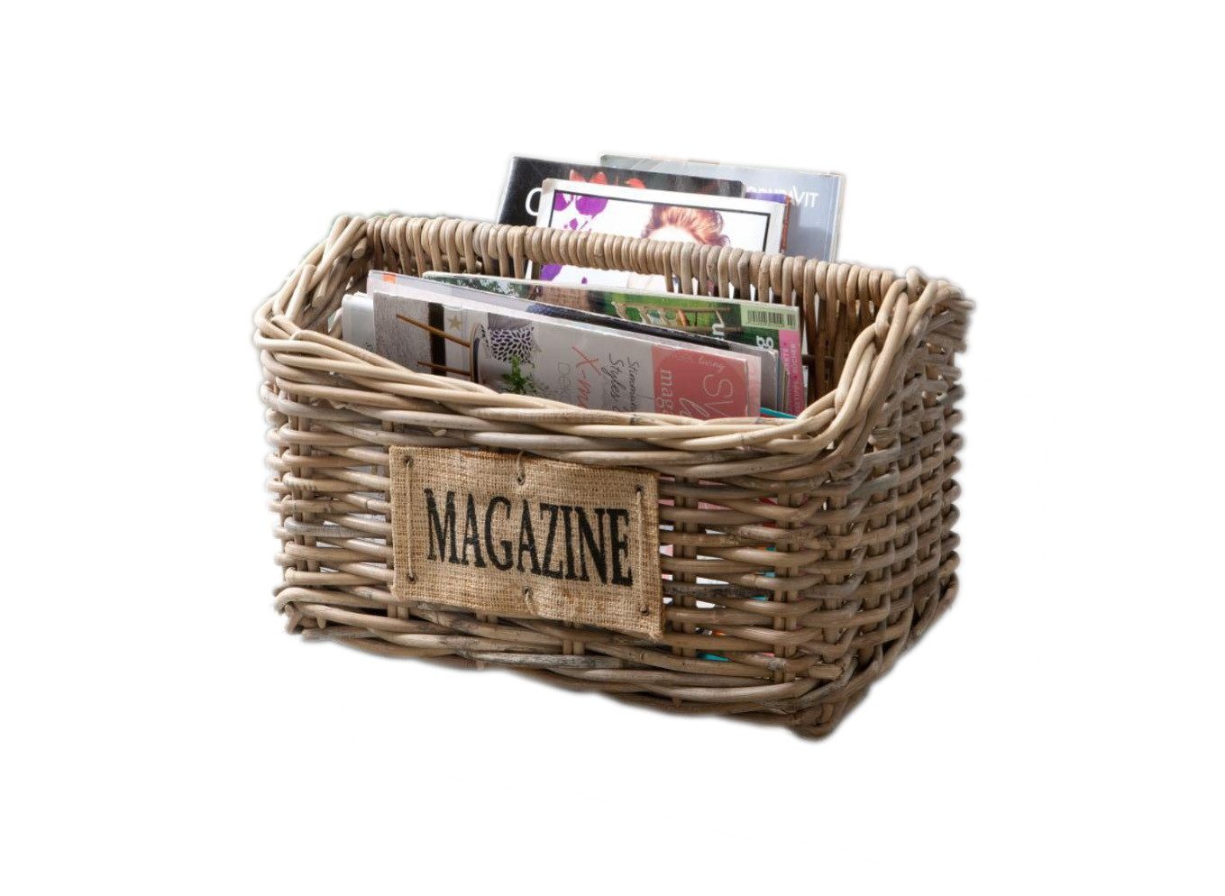 More2Home Dekokorb Zeitungskorb, MAGAZINE, Rattan grau, 46 cm breit