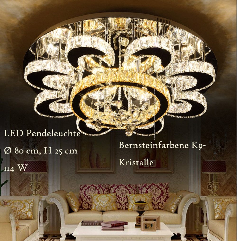 Eurohandisplay LED Deckenleuchte LED Pendelleuchte Kristall Fernbedienung D günstig online kaufen