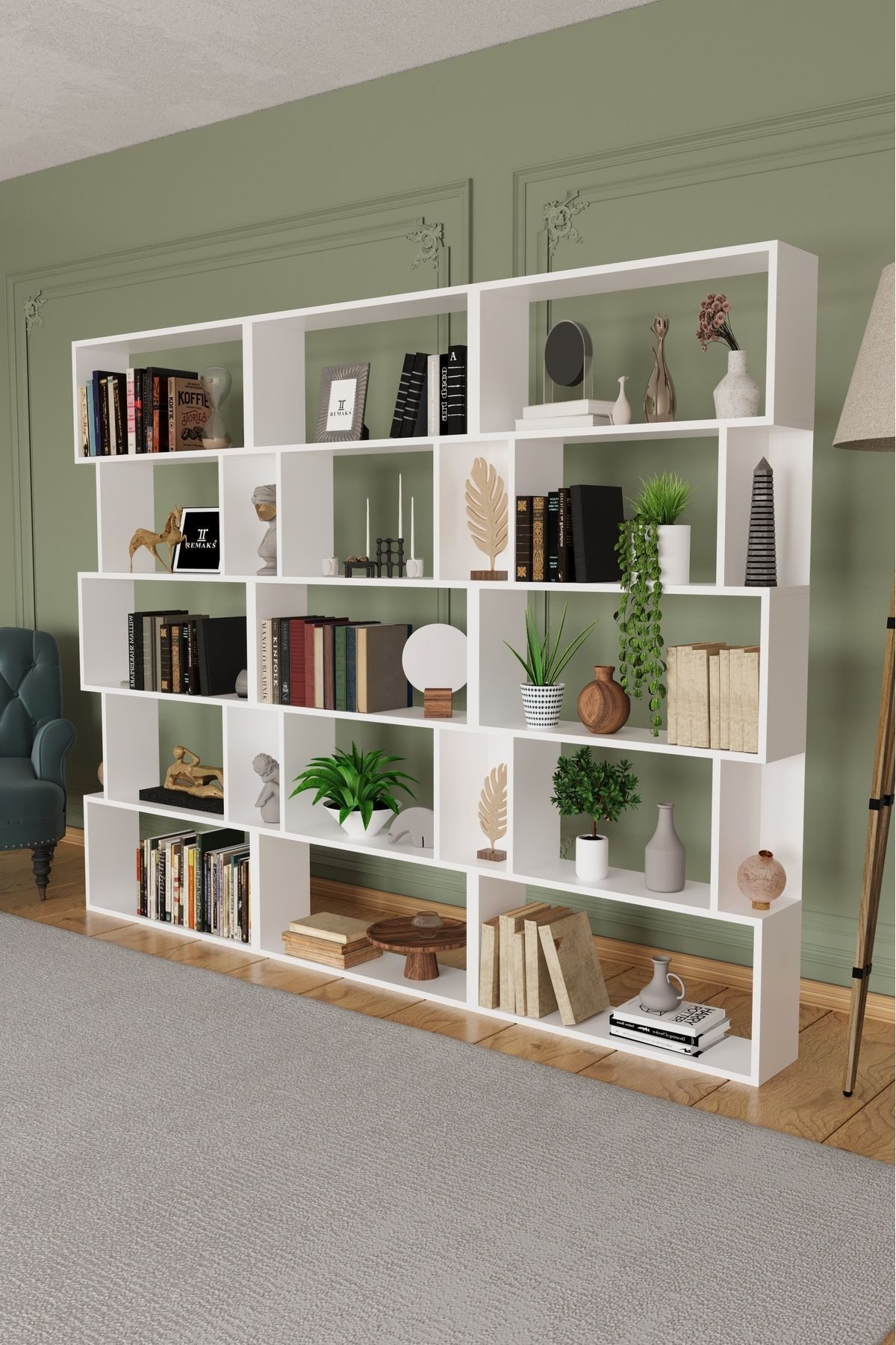 en.casa Standregal, 3-tlg., 18 Fächer, 3 Elemente nebeneinander 91330435