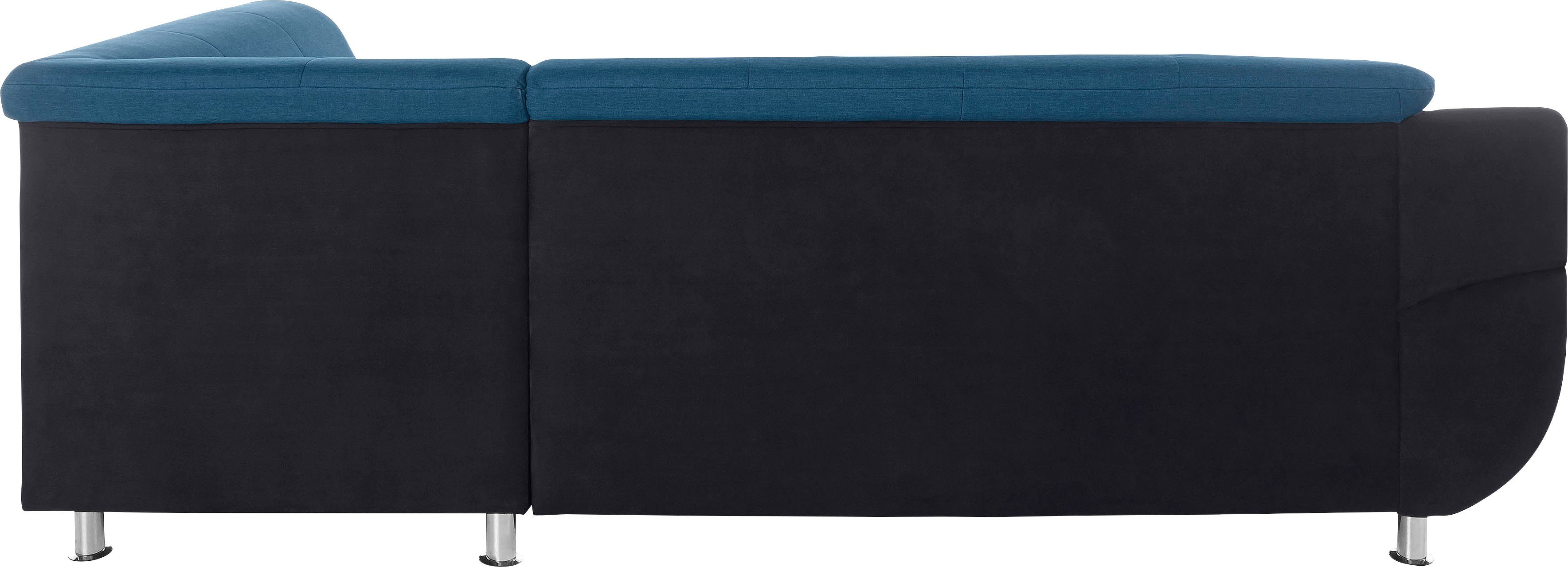 TRENDMANUFAKTUR Ecksofa Rondo 3, zeitlos und bequem, Materialmix, breite Armlehnen, L-Form, wahlweise mit Federkern für mehr Komfort, wahlweise mit Bettfunktion