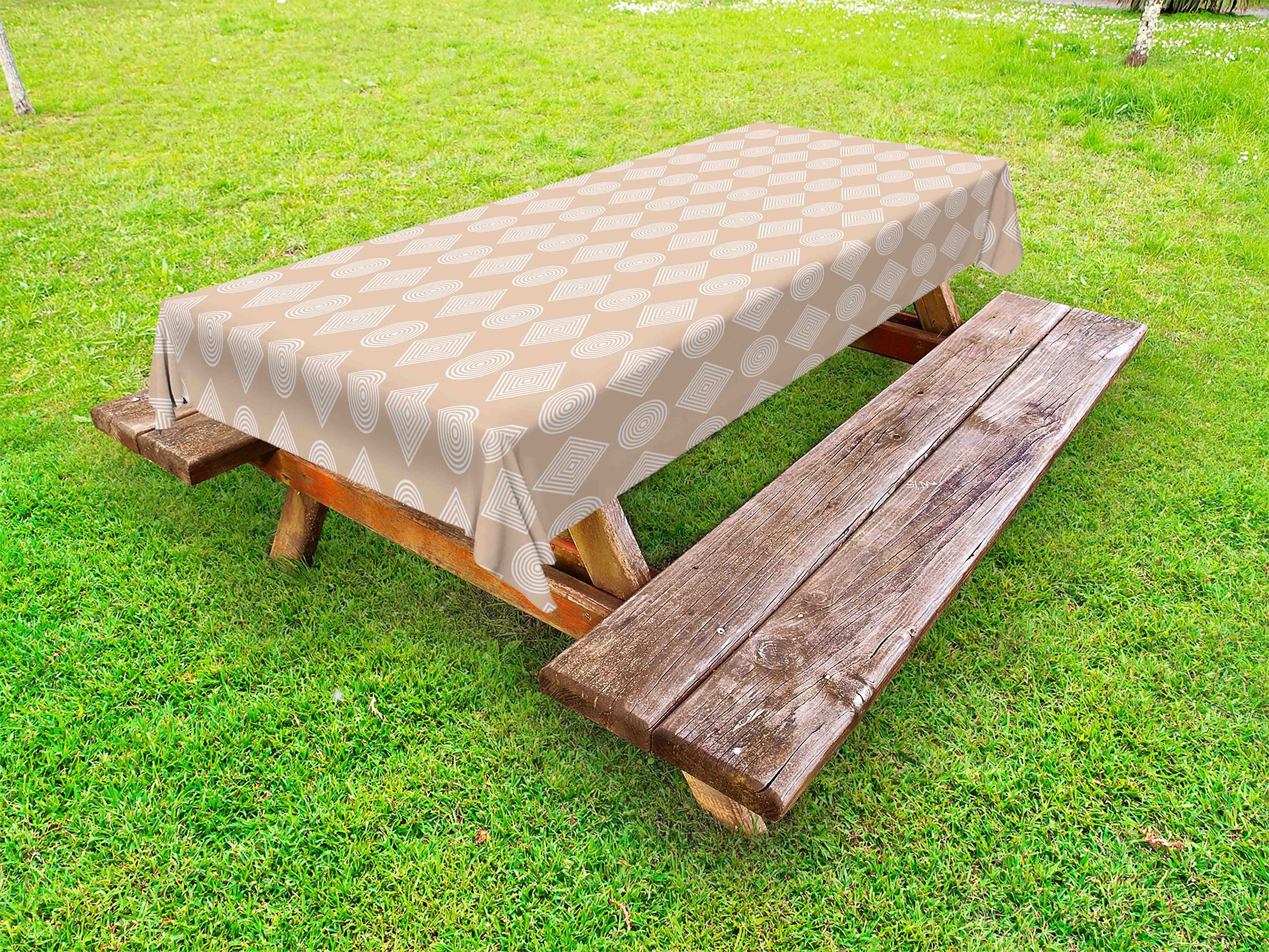 Abakuhaus dekorative Wirbelnde Nested Geometric Tischdecke Zimt Picknick-Tischdecke, waschbare