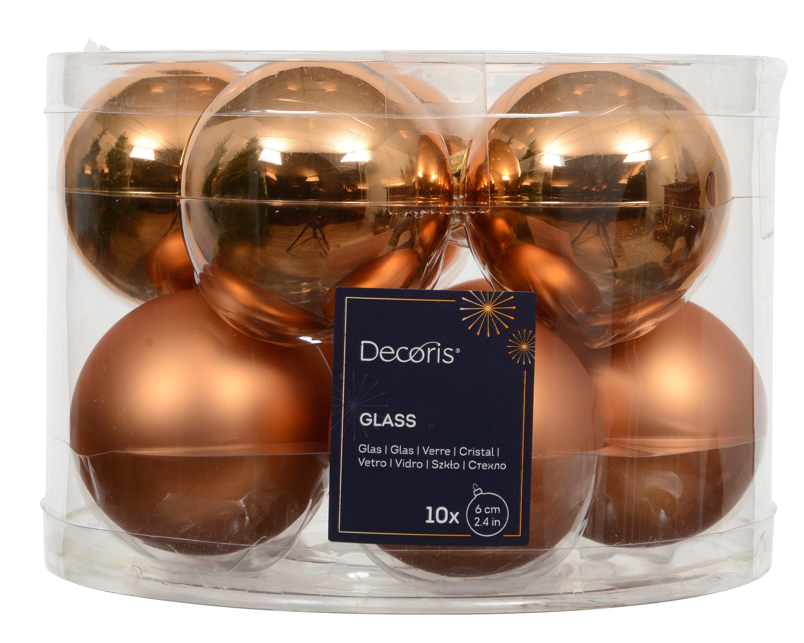 Kaemingk Weihnachtsbaumkugel, Weihnachtskugeln Glas 6cm x 10 Stück - Brandy