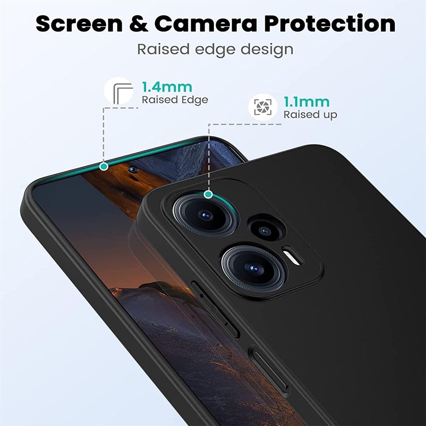 CoolGadget Handyhülle Black Series Handy Hülle für Xiaomi Poco F5 6,67 Zoll, Edle Silikon Schlicht Robust Schutzhülle für Poco F5 5G Hülle
