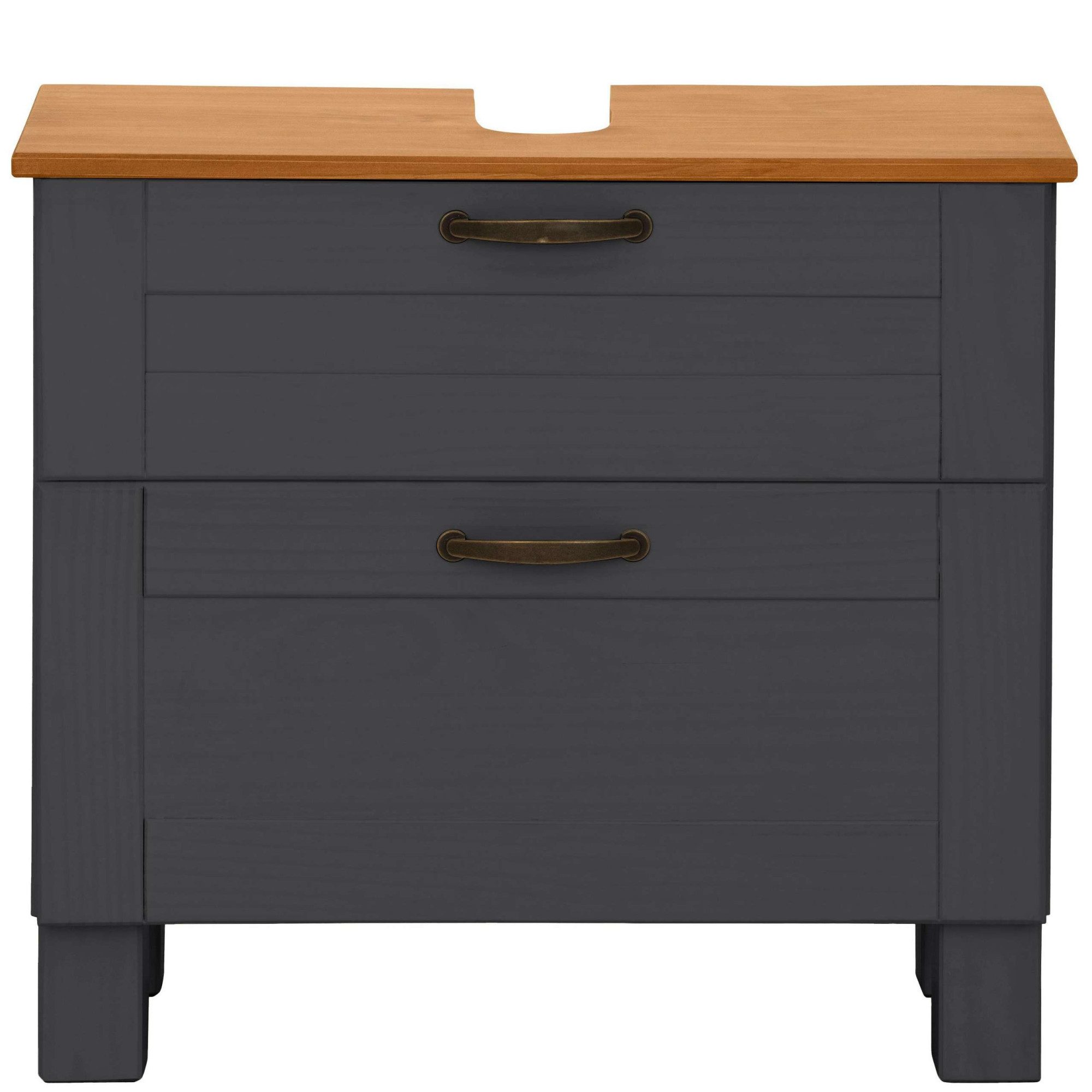 Home affaire Waschbeckenunterschrank Rodby FSC®-zertifiziertes Massivholz, Griffe Metall, Breite 60cm, Höhe 55cm