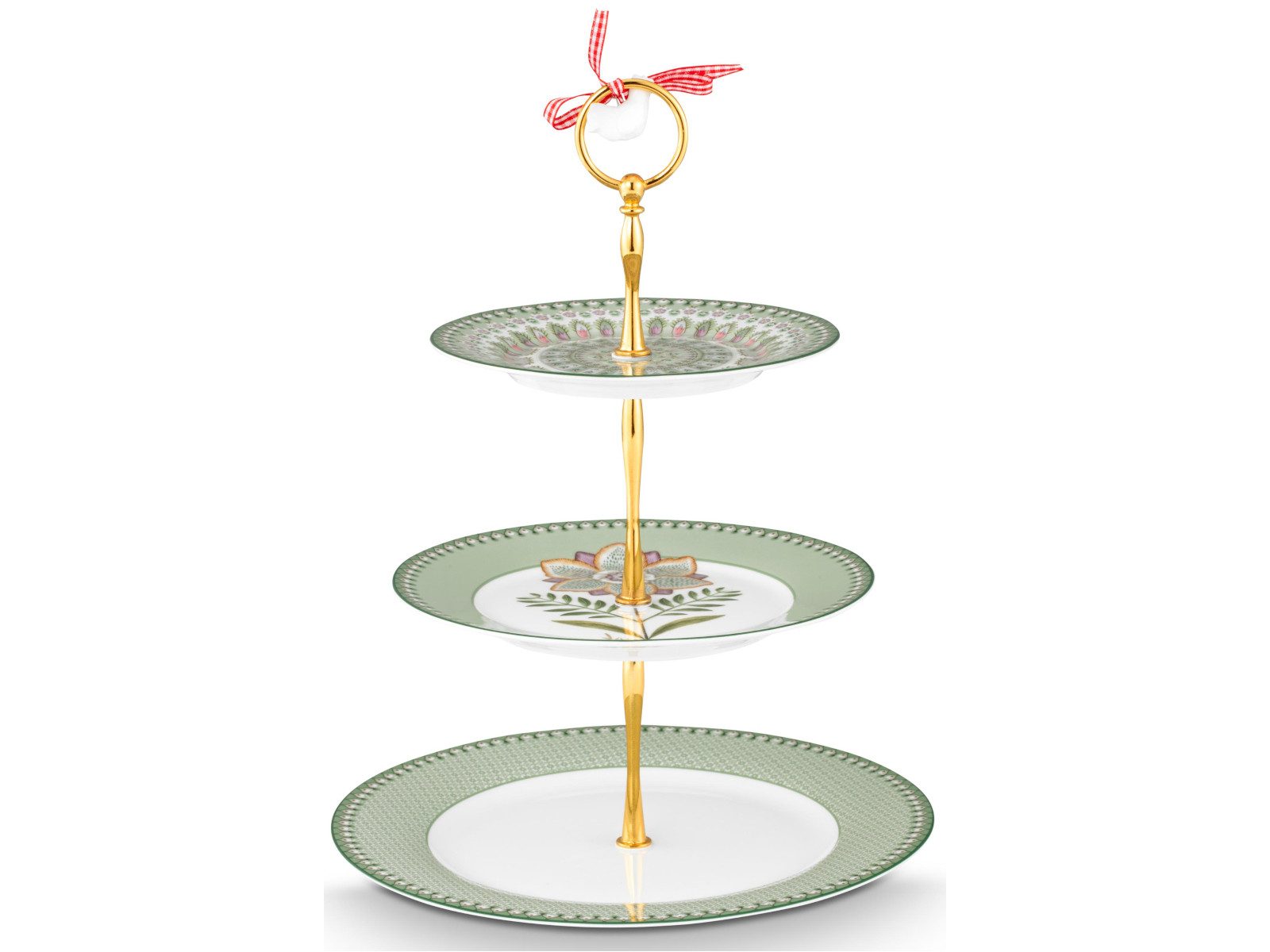PiP Studio Tortenplatte Lily&Lotus Light Green Etagere 3tlg, Porzellan, (Etageren)