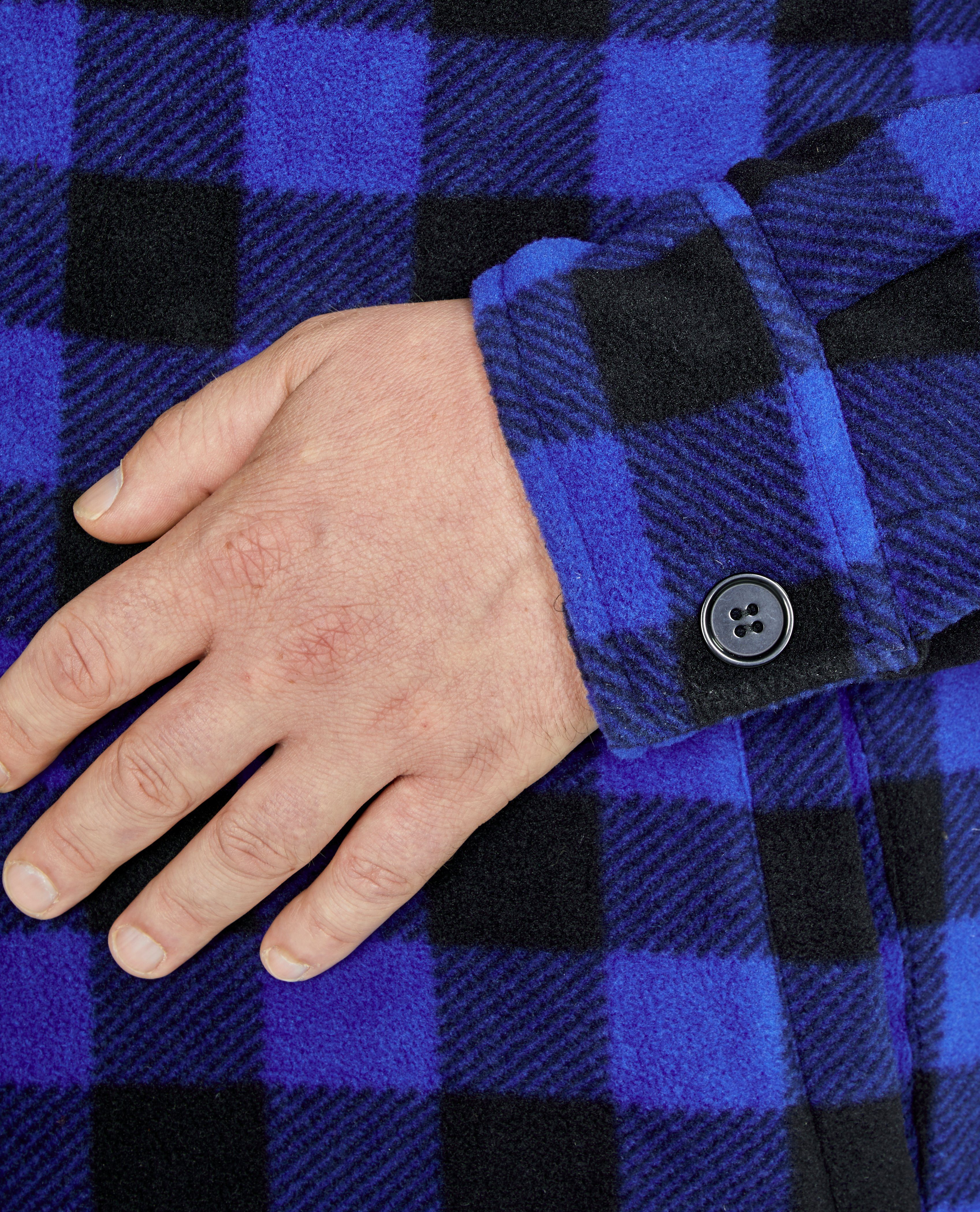 Northern Country Flanellhemd (als Flanellstoff Taschen, offen Jacke Rücken, blau-schwarz zugeknöpft 5 zu mit warm gefüttert, oder verlängertem mit Hemd tragen)