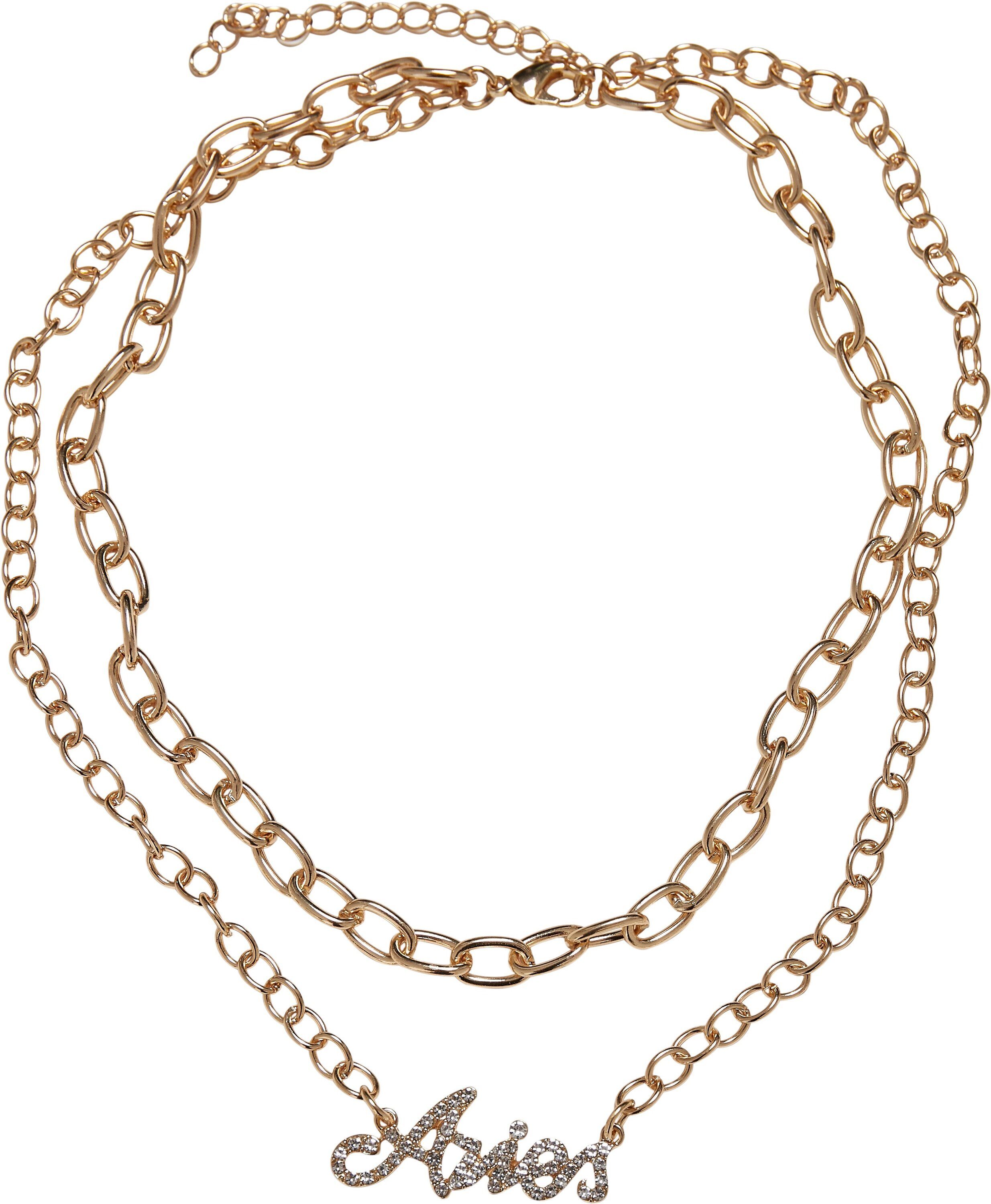URBAN CLASSICS Edelstahlkette Accessoires Diamond Zodiac Golden Necklace aries