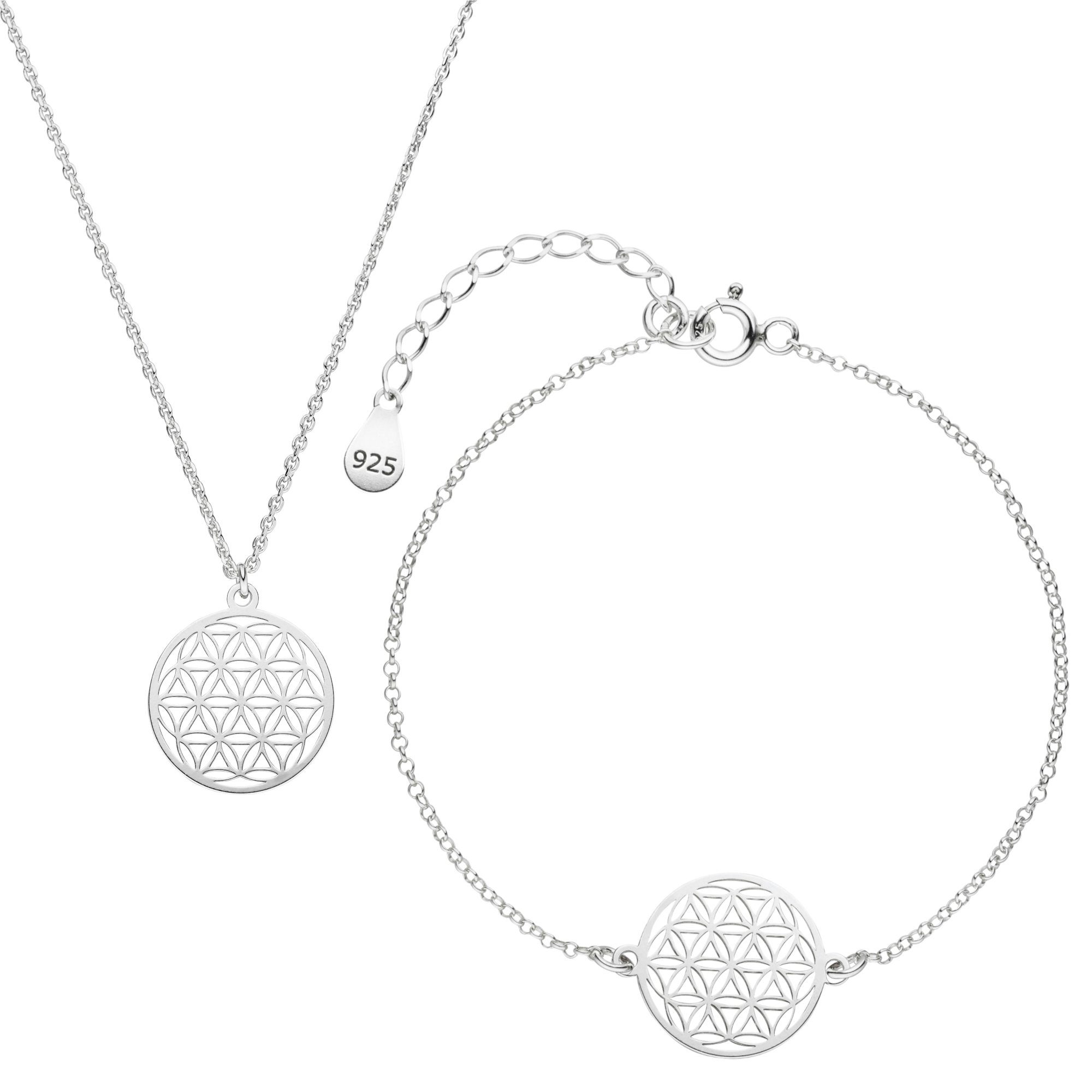 SCHOSCHON Schmuckset Blume des Lebens Schmuckset Halskette Armband 925 Silb günstig online kaufen