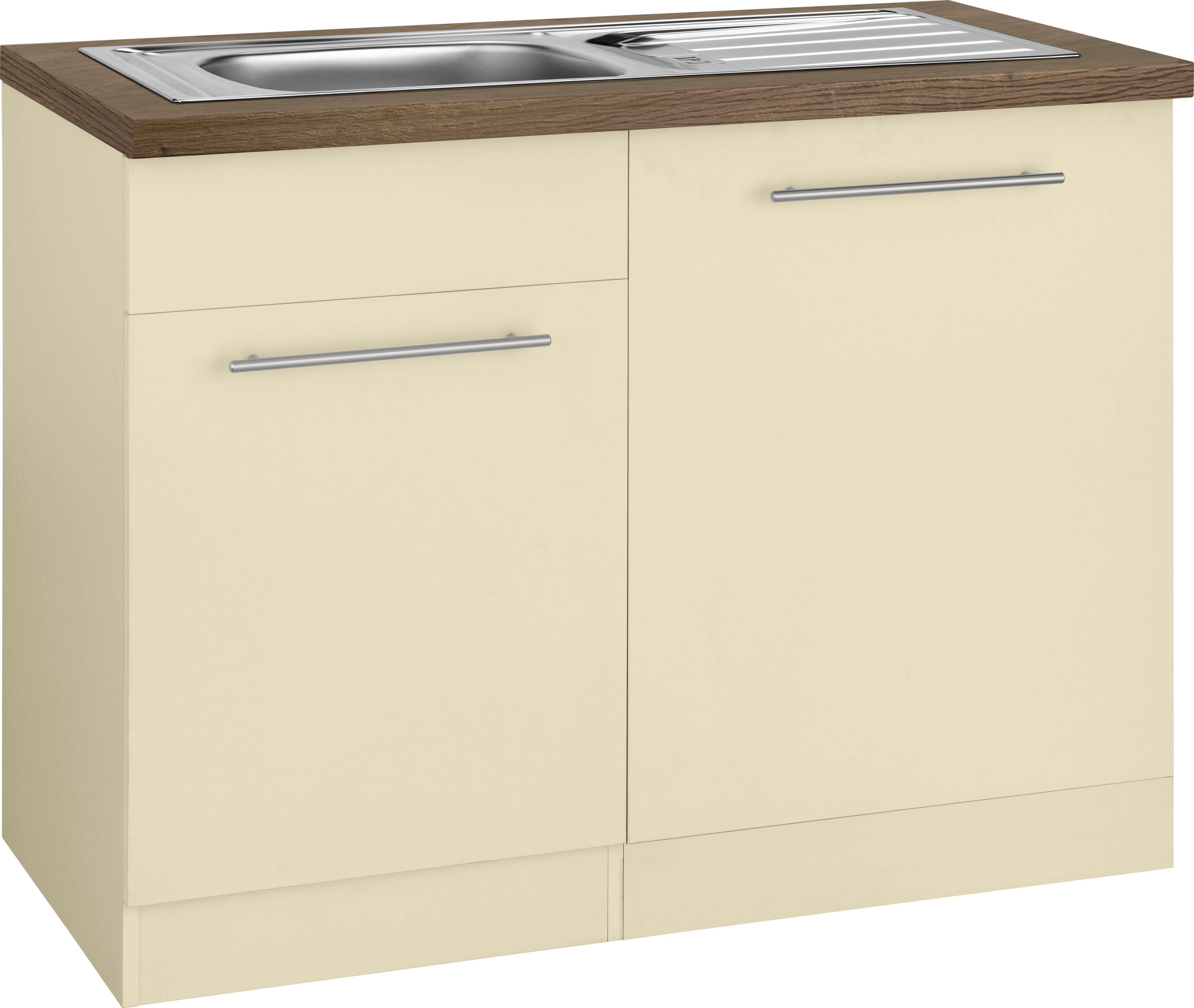 wiho Küchen Spülenschrank Unna 110 cm breit, inkl. Tür/Sockel/Griff für Geschirrspüler