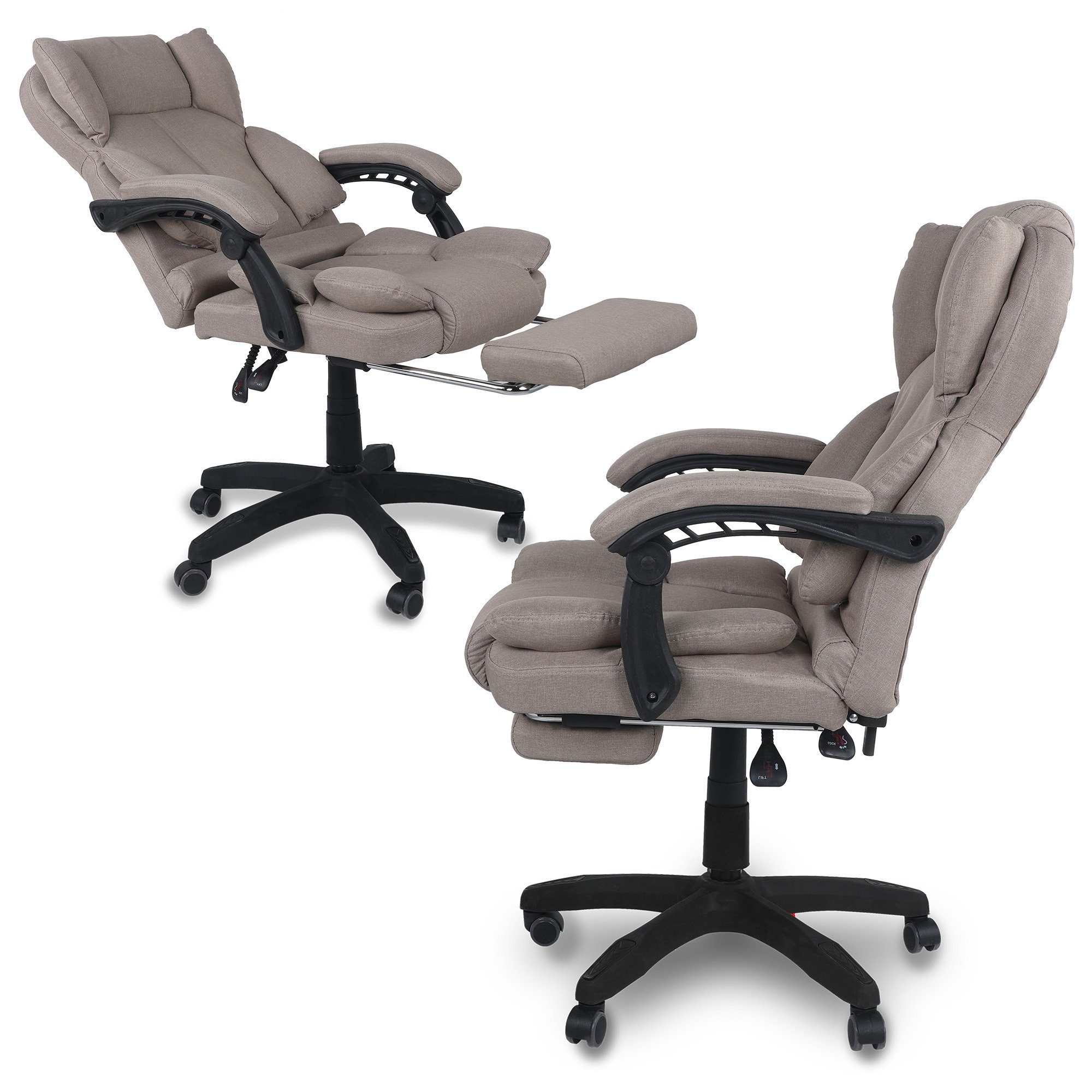 Taupe in mit (einzeln), Stoff-Design flexiblen TRISENS Home Chefsessel Armlehnen Ares Bürostuhl Office Chair