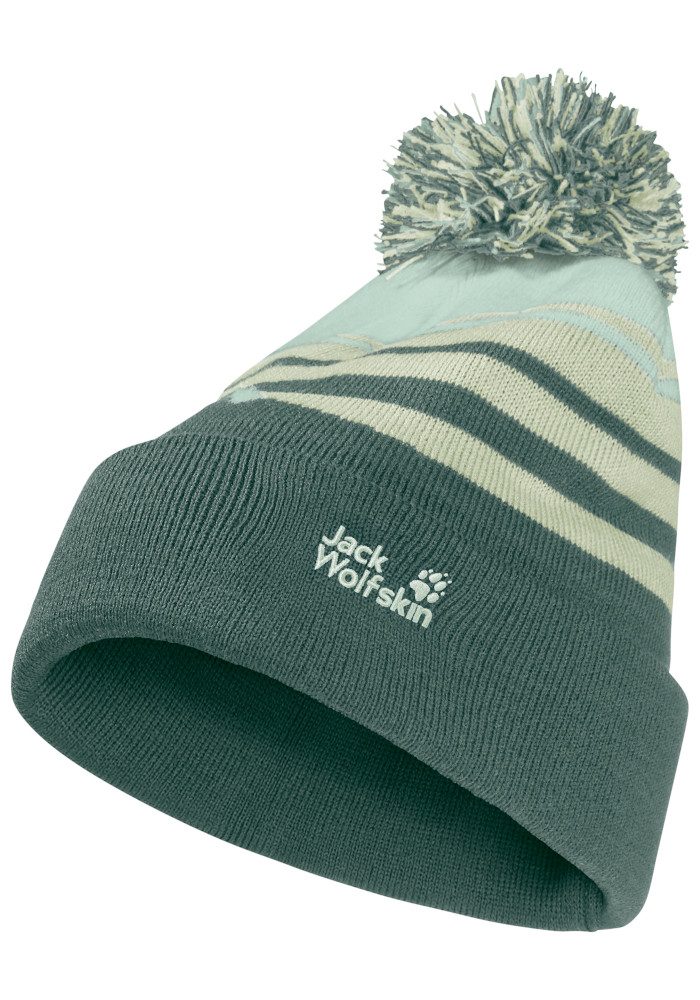 Jack Wolfskin Bommelmütze STRIPY POMPOM BEANIE K Bommelmütze für Kinder, warm, bequem