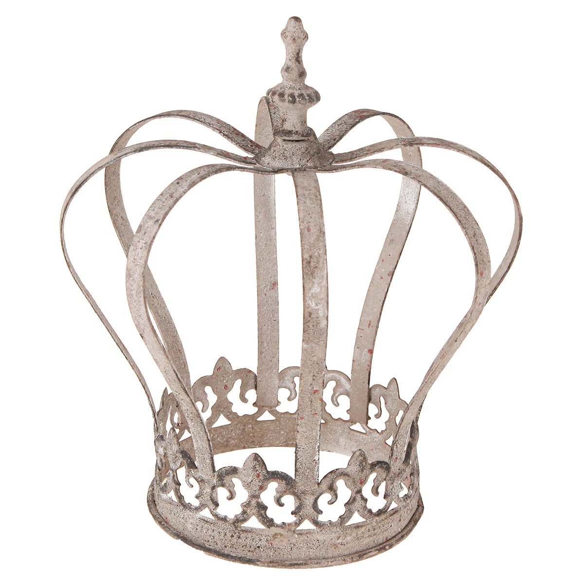 Posiwio Gartenfigur Deko Krone Vintage Metall Shabby Chic Grau Rost 19cm x 22cm