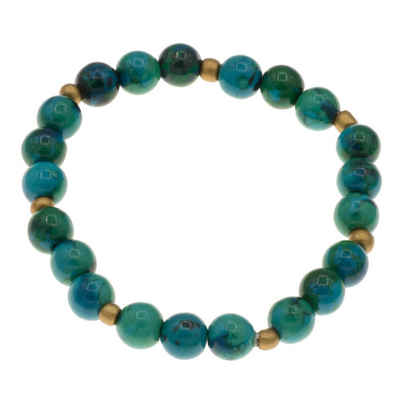 Bella Carina Perlenarmband Armband mit Chrysokoll Edelstein Perlen und goldfarbenen Perlen, mit kleinen goldfarbenen Glasperlen