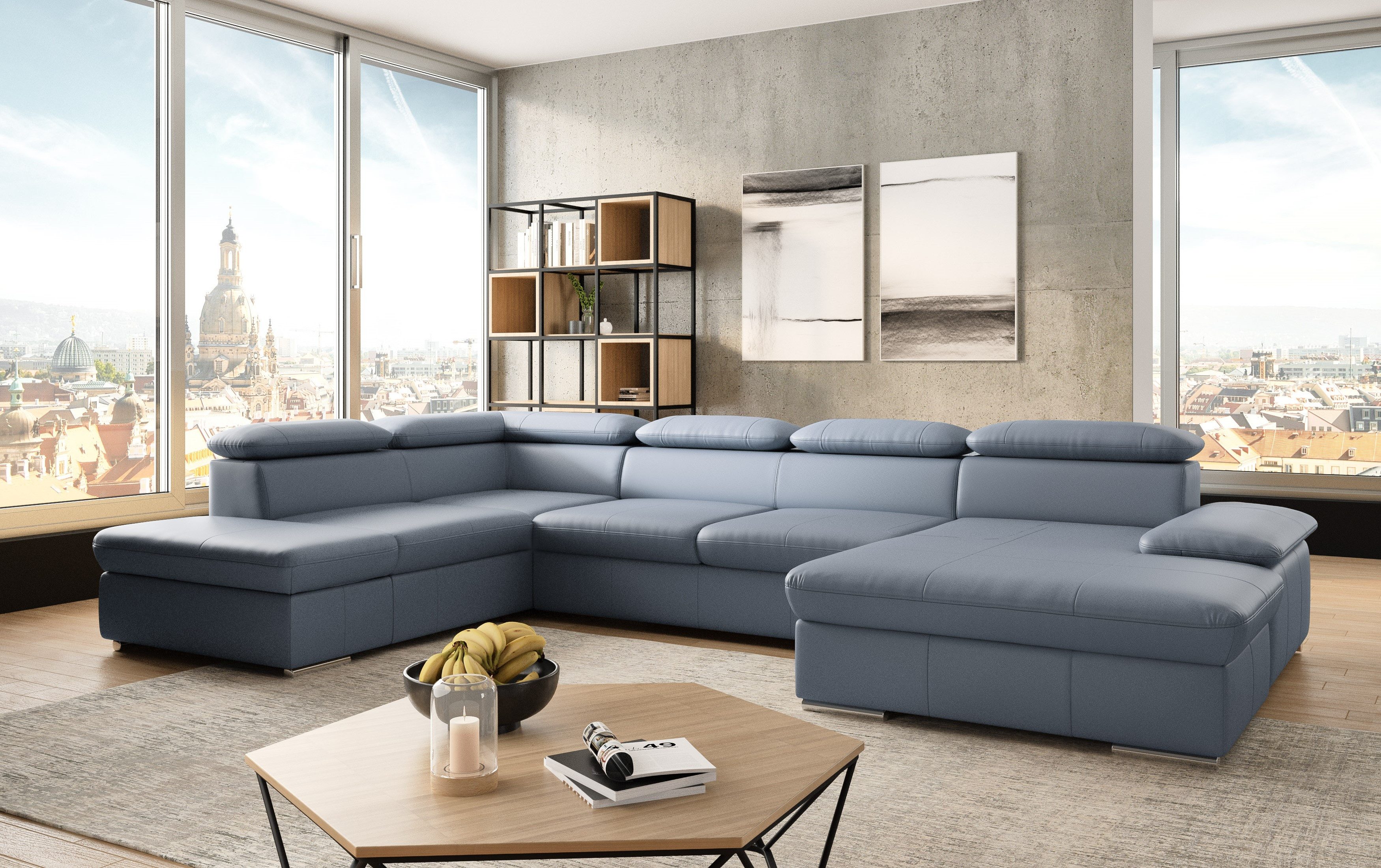 sit&more Wohnlandschaft Valantine U-Form, B: 349 cm, mit Arm- & Kopfteilverstellung, optional mit Bettfunktion