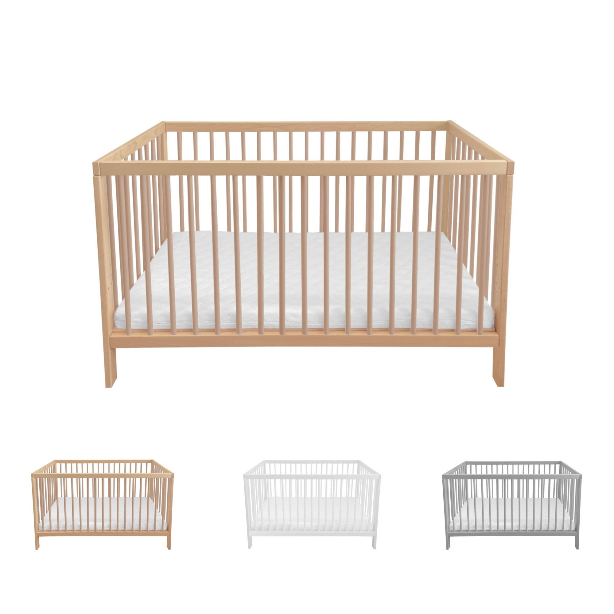 Babybett Babybett 120x60 cm Naturbelassen inklusive Matratze