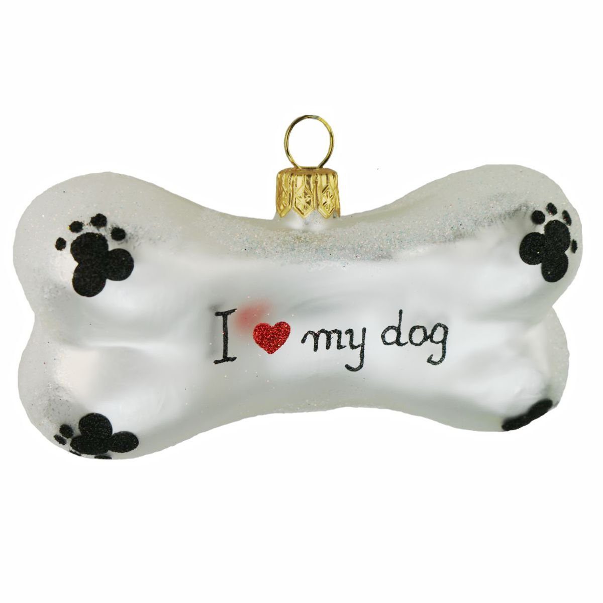 440s Christbaumschmuck 440s Christbaum-Glasanhänger Hundeknochen I love my dog (1-tlg)