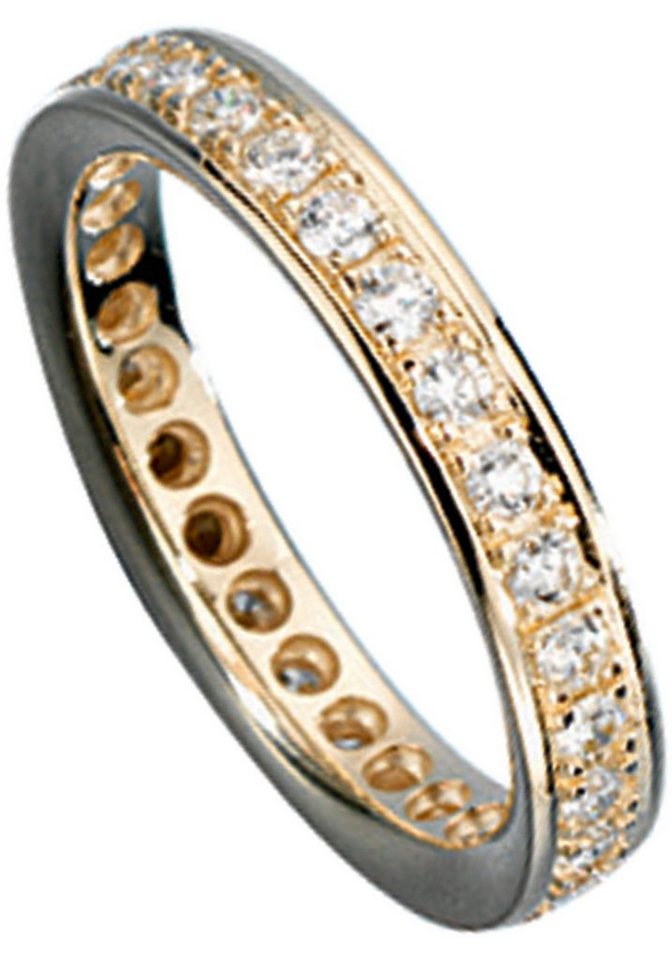 JOBO Fingerring Ring mit Diamanten rundum, 585 Gold, Besetzt mit Diamanten  im Brillantschliff rundum