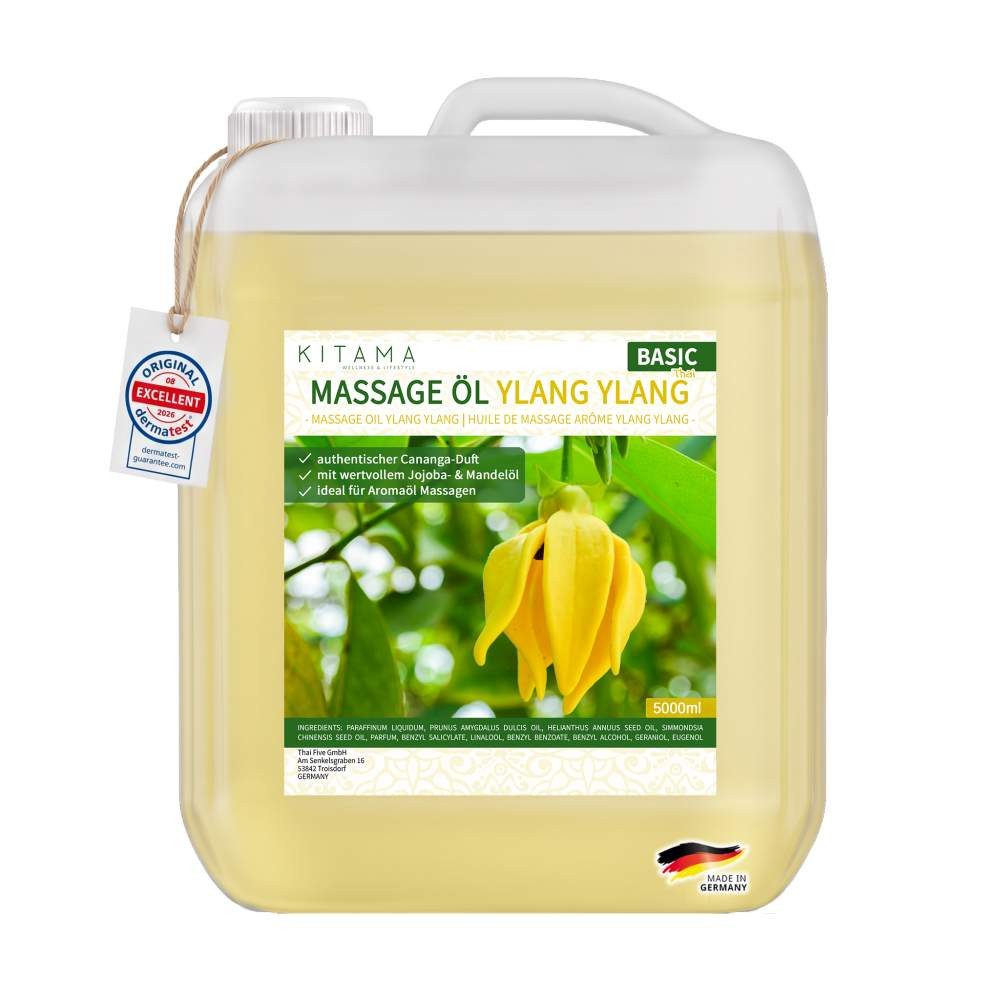 Kitama Massageöl mit Duft - Thai Massageöl & Pflegeöl 5-Liter, Dermatest: Sehr Gut