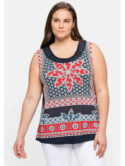 sheego by Joe Browns Tanktop Große Größen mit Blumendruck und Häkelspitze