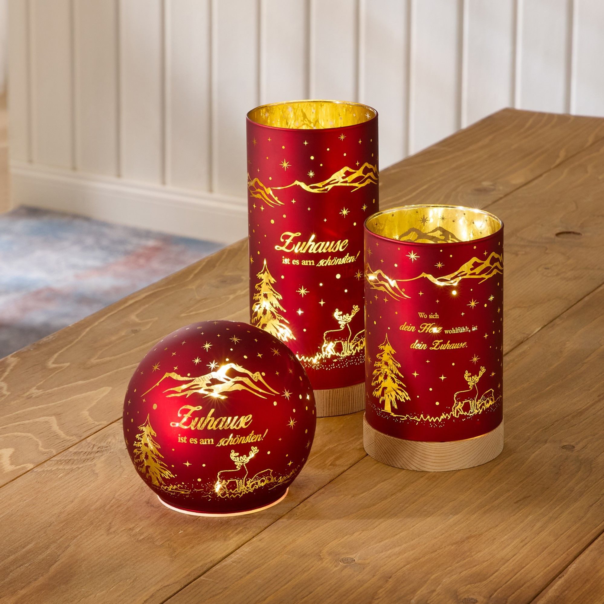 formano Tischleuchte Sprüche, LED, Mit Timerfunktion, Rot, Zuhause, H: cm