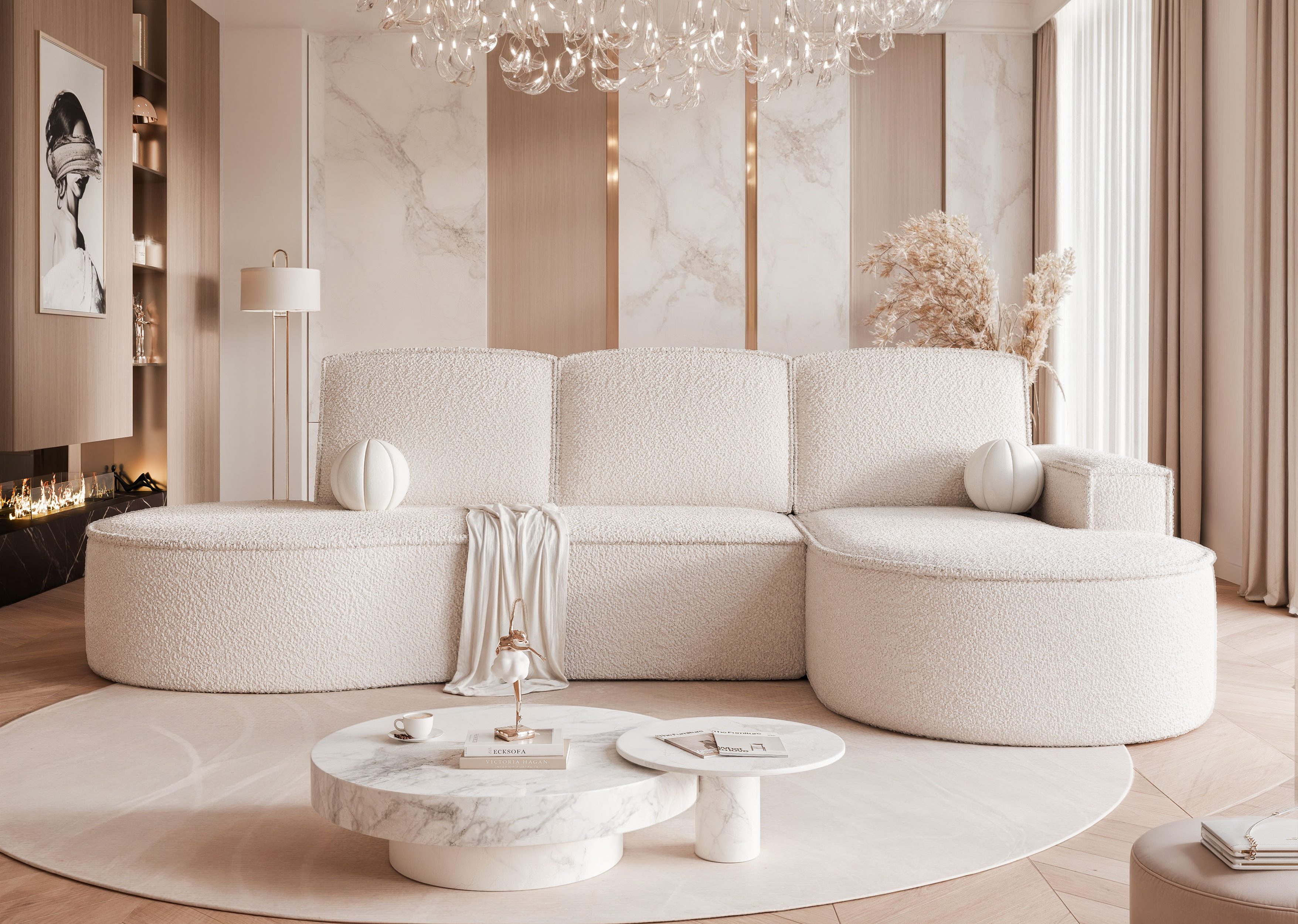 yourhouse24 Ecksofa Design-Sofa SOFIA XL in organischem Look, mit Bettfunktion & Bettkasten