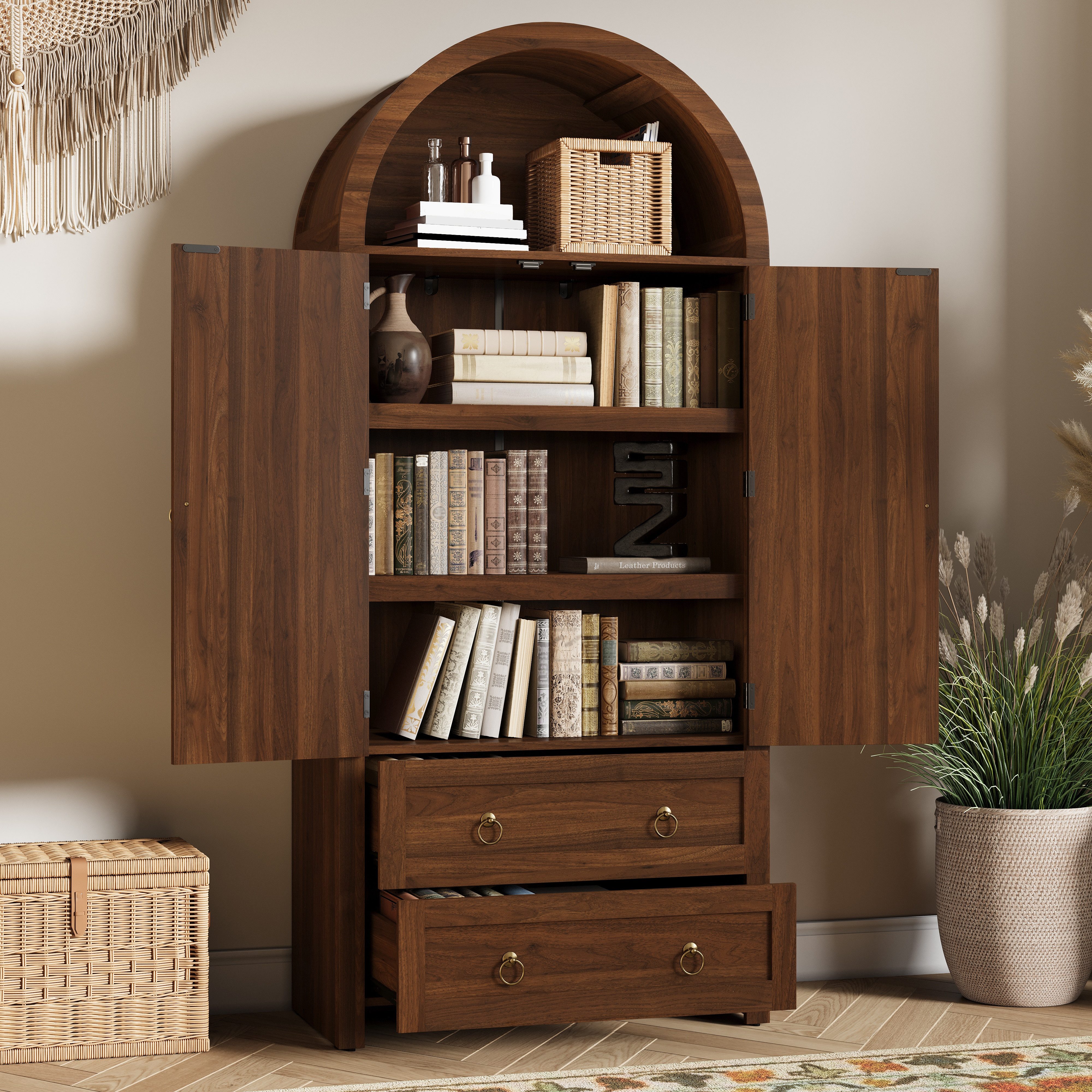 Merax Sideboard im Vintage-Rattan-Stil, Bogenförmiger Schrank (1 St., 80 L günstig online kaufen