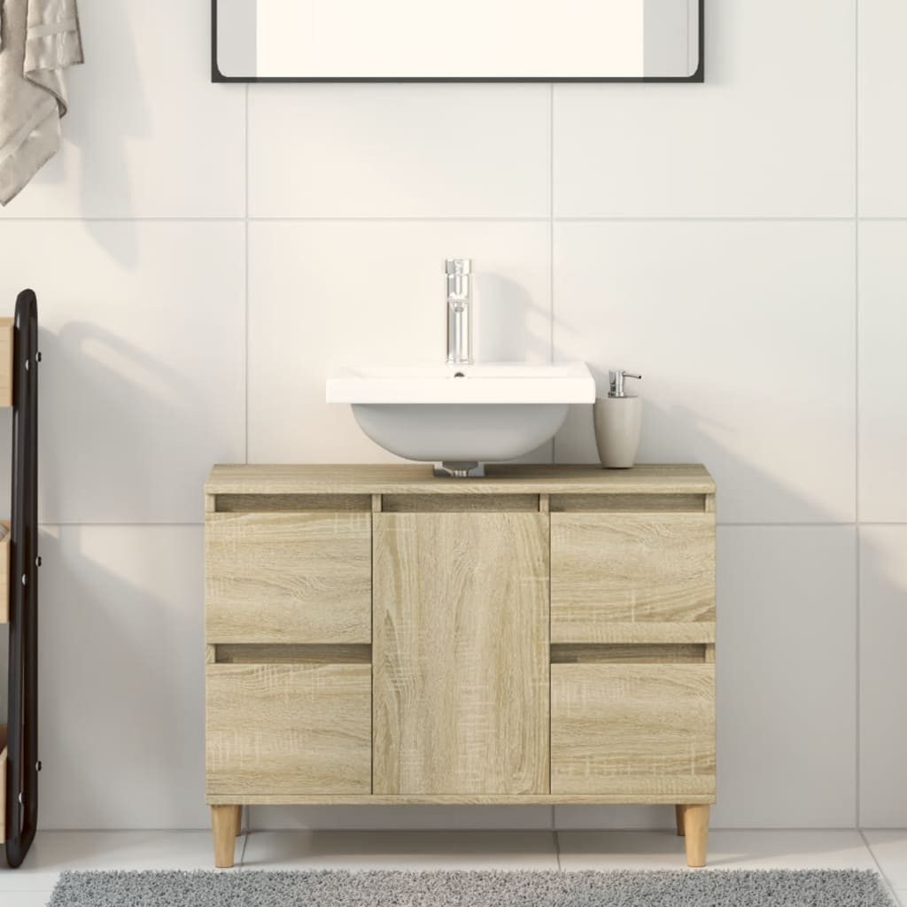 vidaXL Schrankmodule Waschbeckenunterschrank Sonoma-Eiche 80x33x60 cm Holzw günstig online kaufen